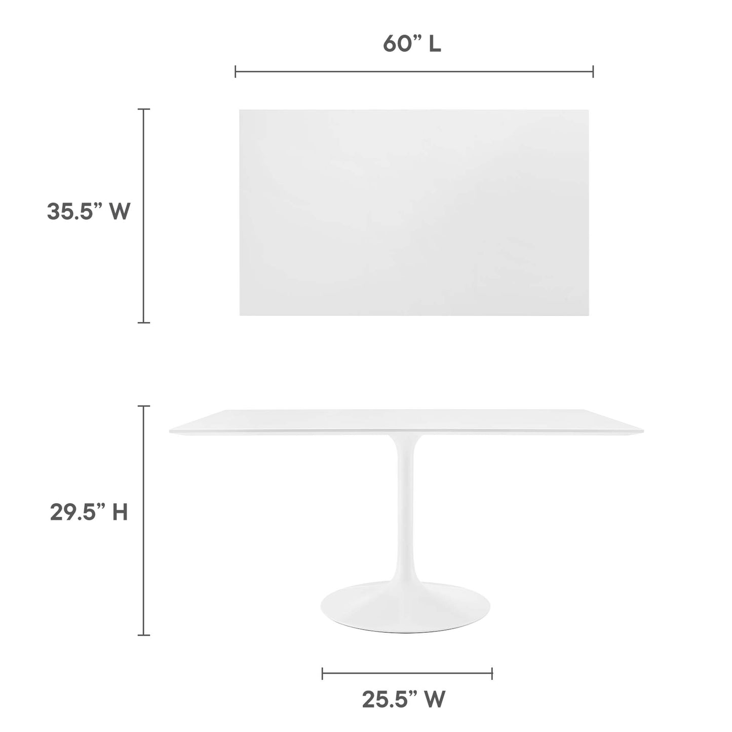 Mesa de comedor rectangular de madera Lippa de 60" de Modway