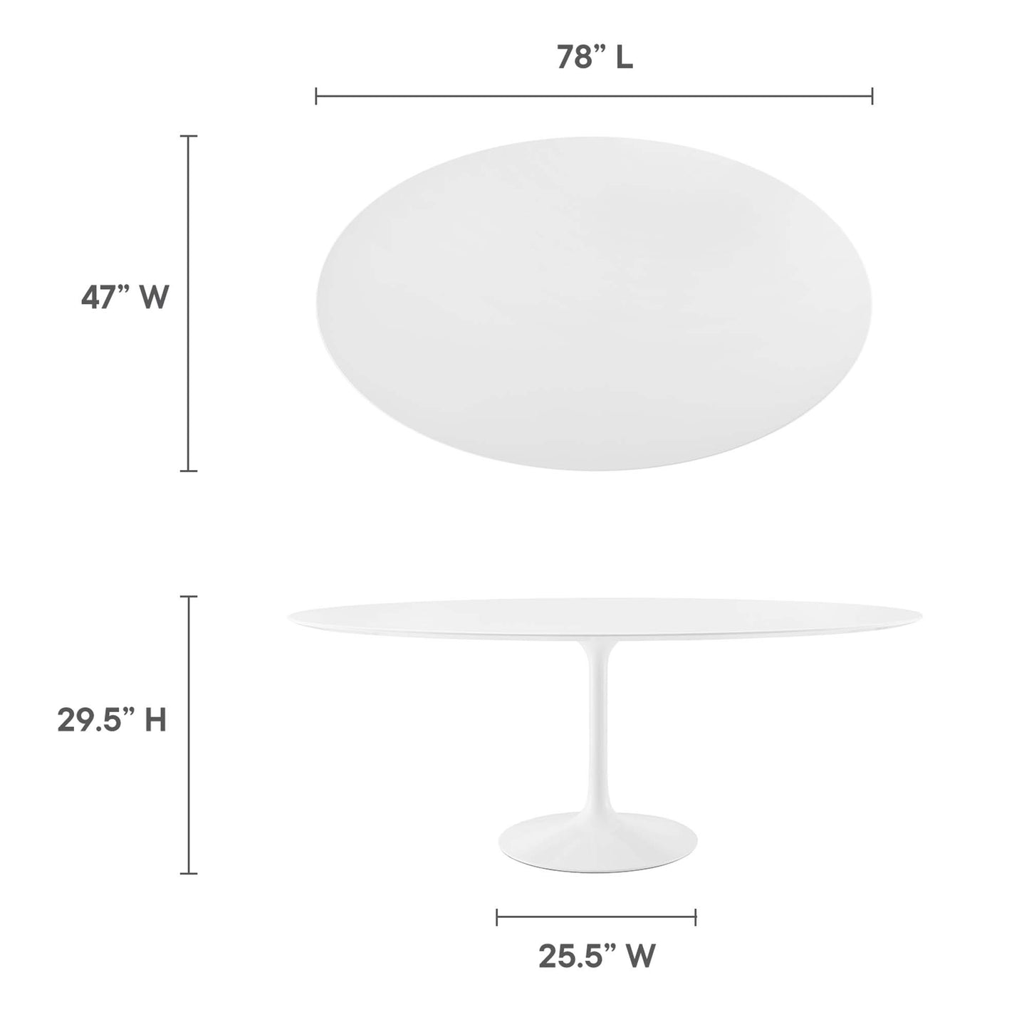 Mesa de comedor Lippa de 78" con tapa de madera ovalada de Modway