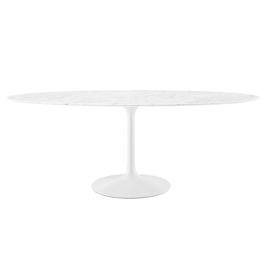 Mesa de comedor ovalada de mármol artificial Lippa de 78" de Modway