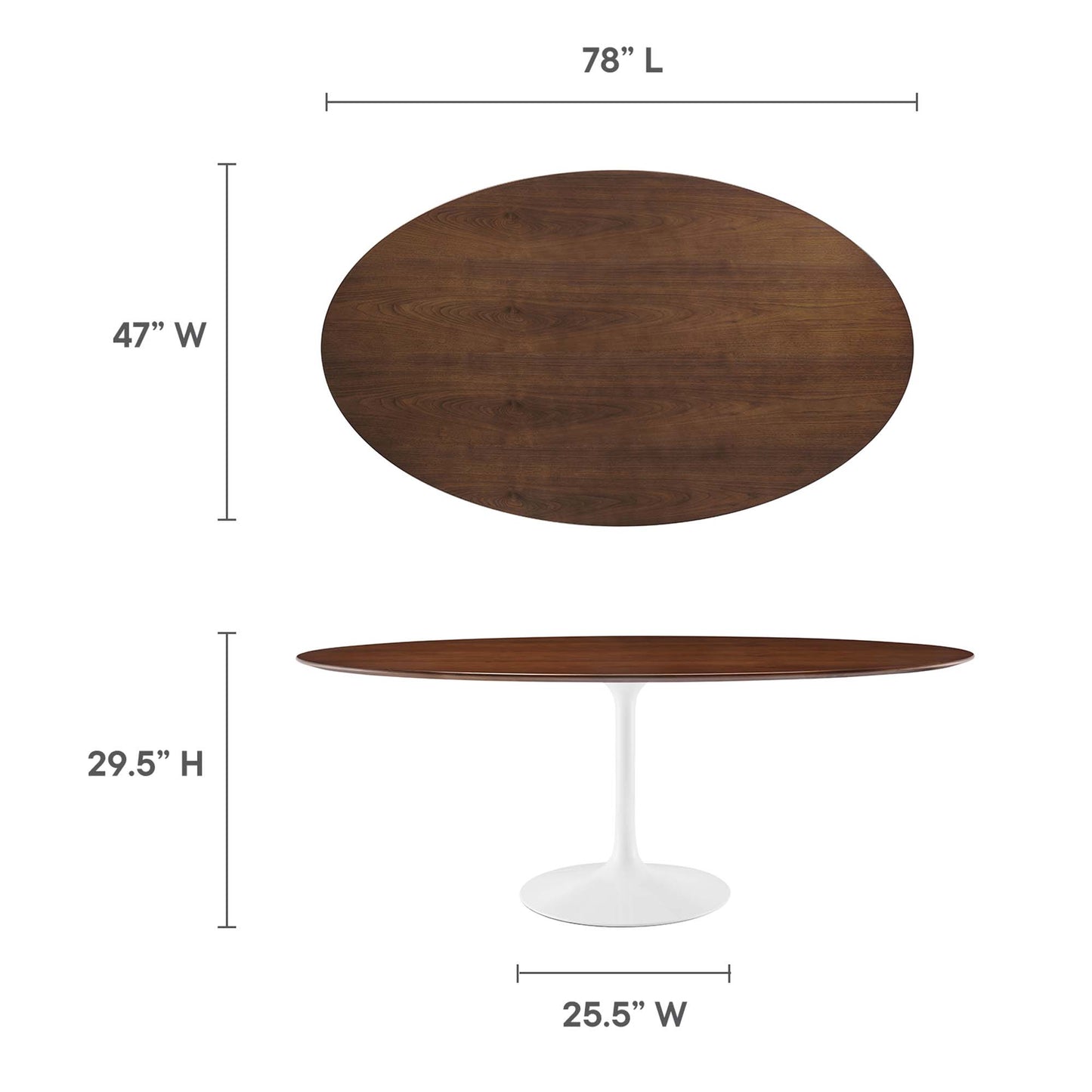 Mesa de comedor ovalada de madera Lippa de 78" de Modway