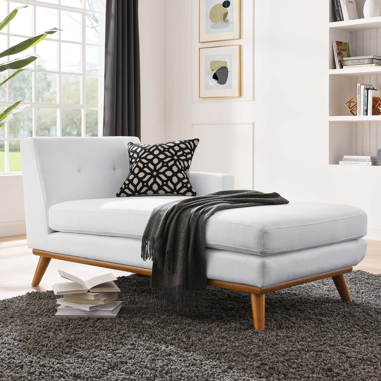 Chaise longue en tissu rembourré orientée vers la droite Engage par Modway