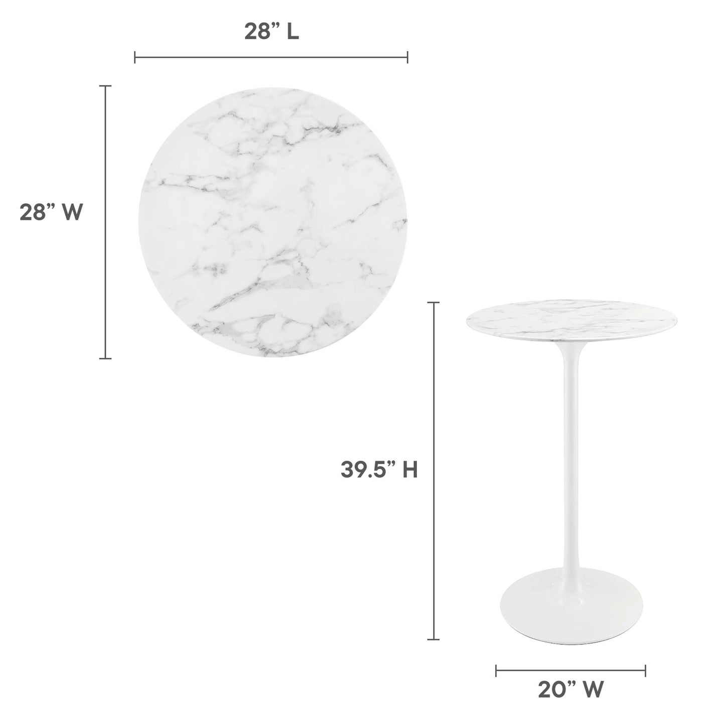 Mesa de bar redonda de mármol artificial Lippa de 28" de Modway