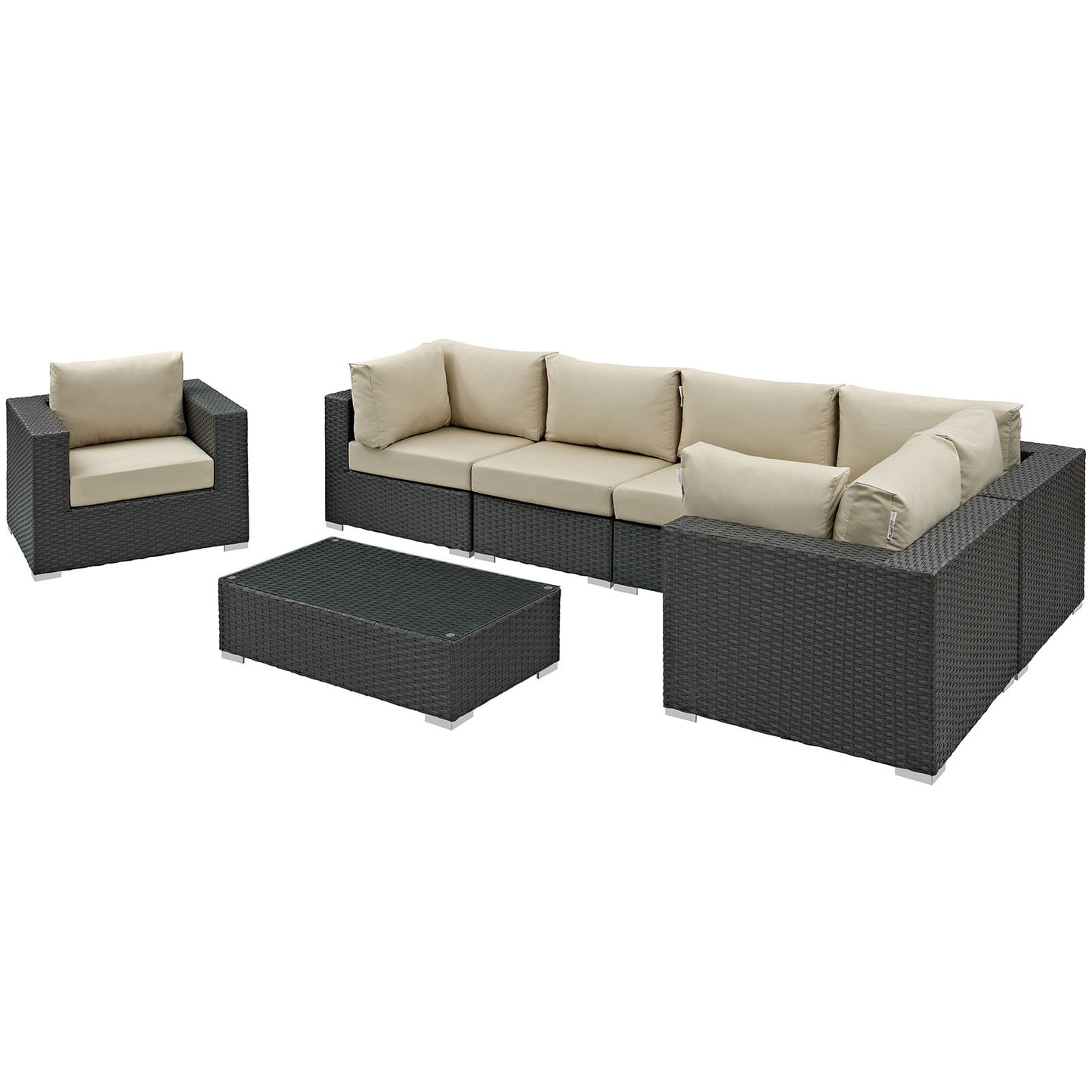 Conjunto de 7 piezas de patio exterior Sunbrella® Sojourn de Modway