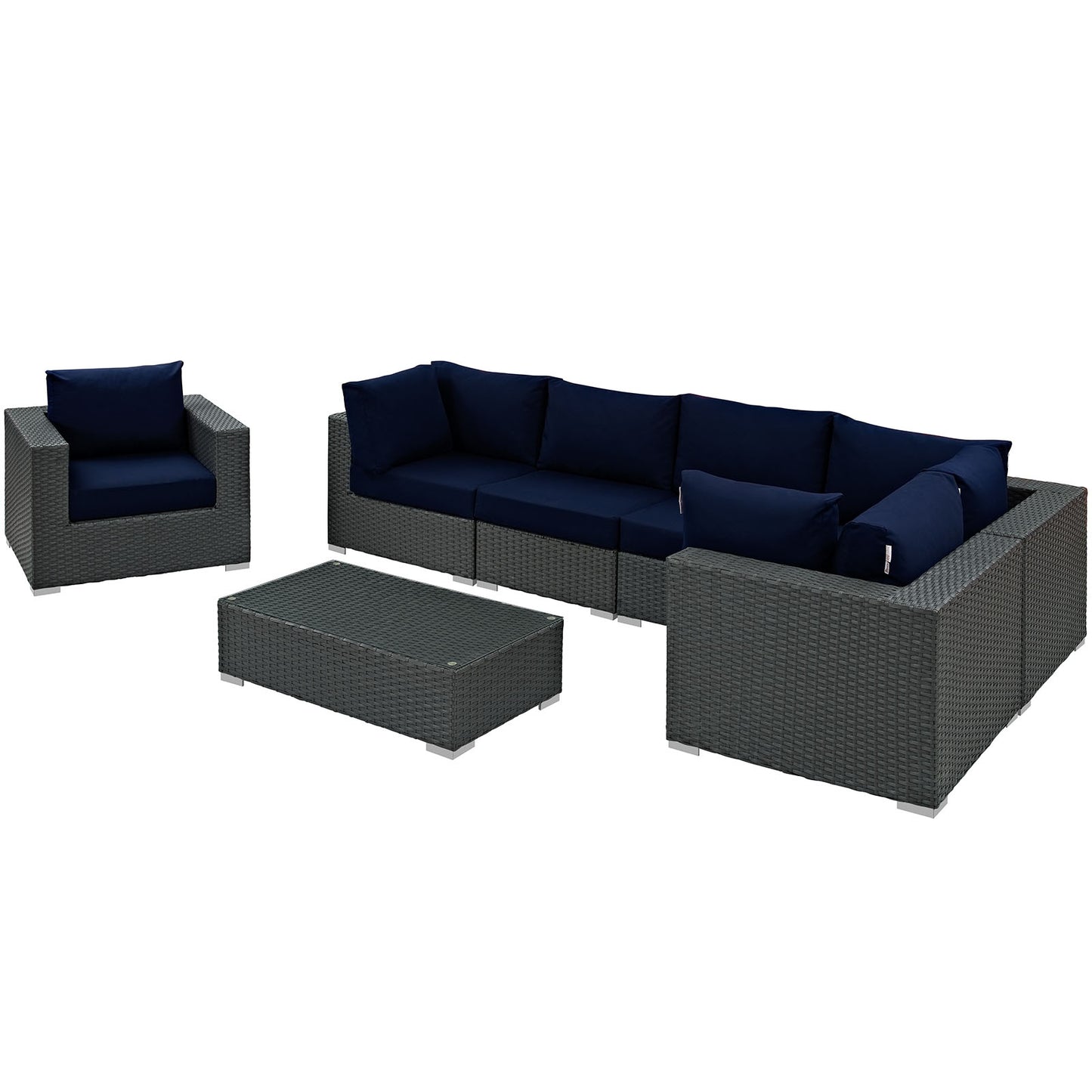 Conjunto de 7 piezas de patio exterior Sunbrella® Sojourn de Modway