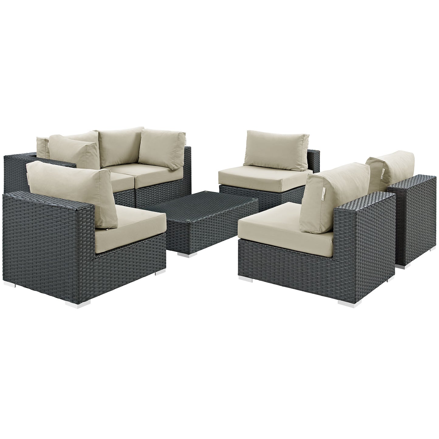 Conjunto de 7 piezas de patio exterior Sunbrella® Sojourn de Modway