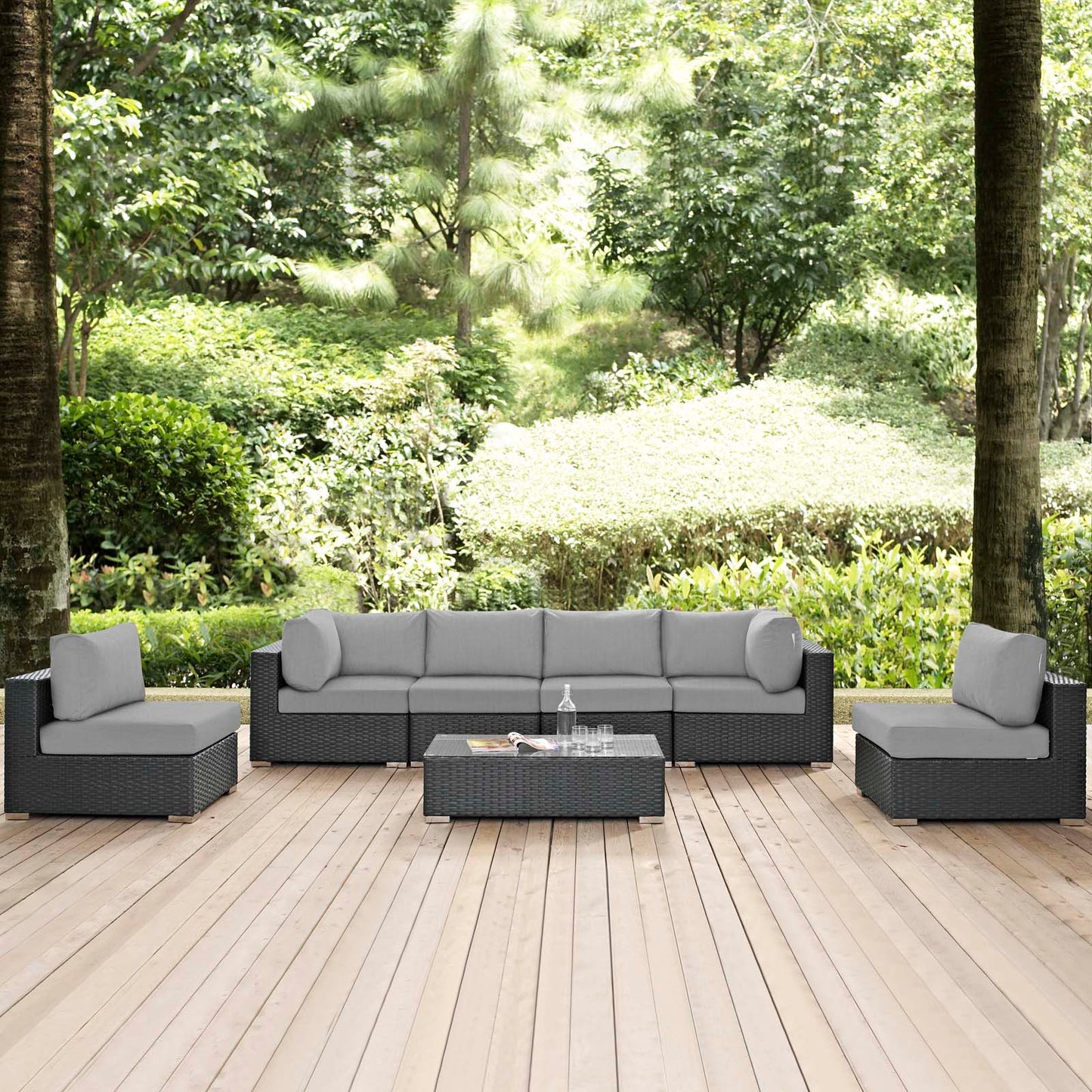 Conjunto de 7 piezas de patio exterior Sunbrella® Sojourn de Modway