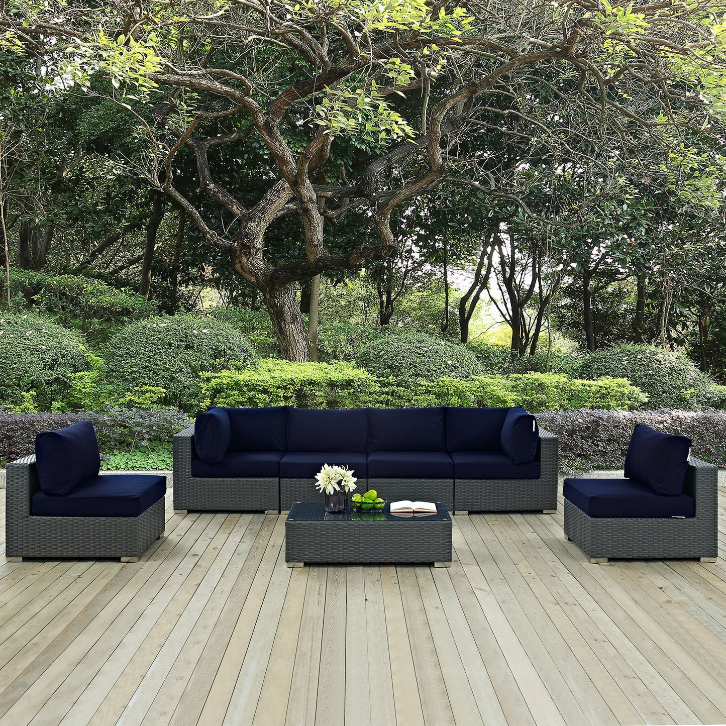 Conjunto de 7 piezas de patio exterior Sunbrella® Sojourn de Modway