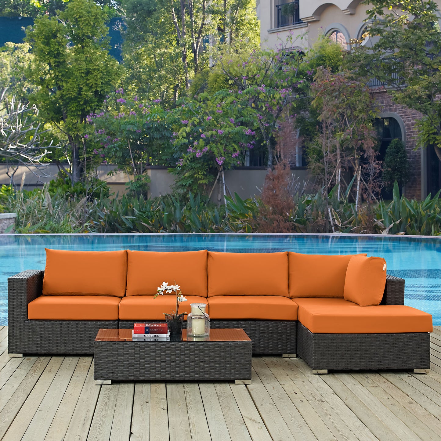 Conjunto de 5 piezas de patio exterior Sunbrella® Sojourn de Modway