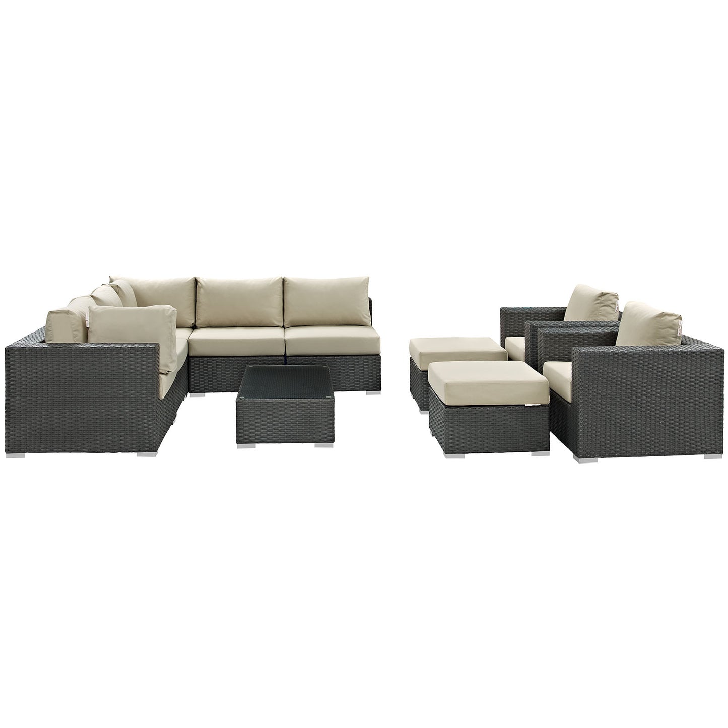 Conjunto de 10 piezas de patio exterior Sunbrella® Sojourn de Modway