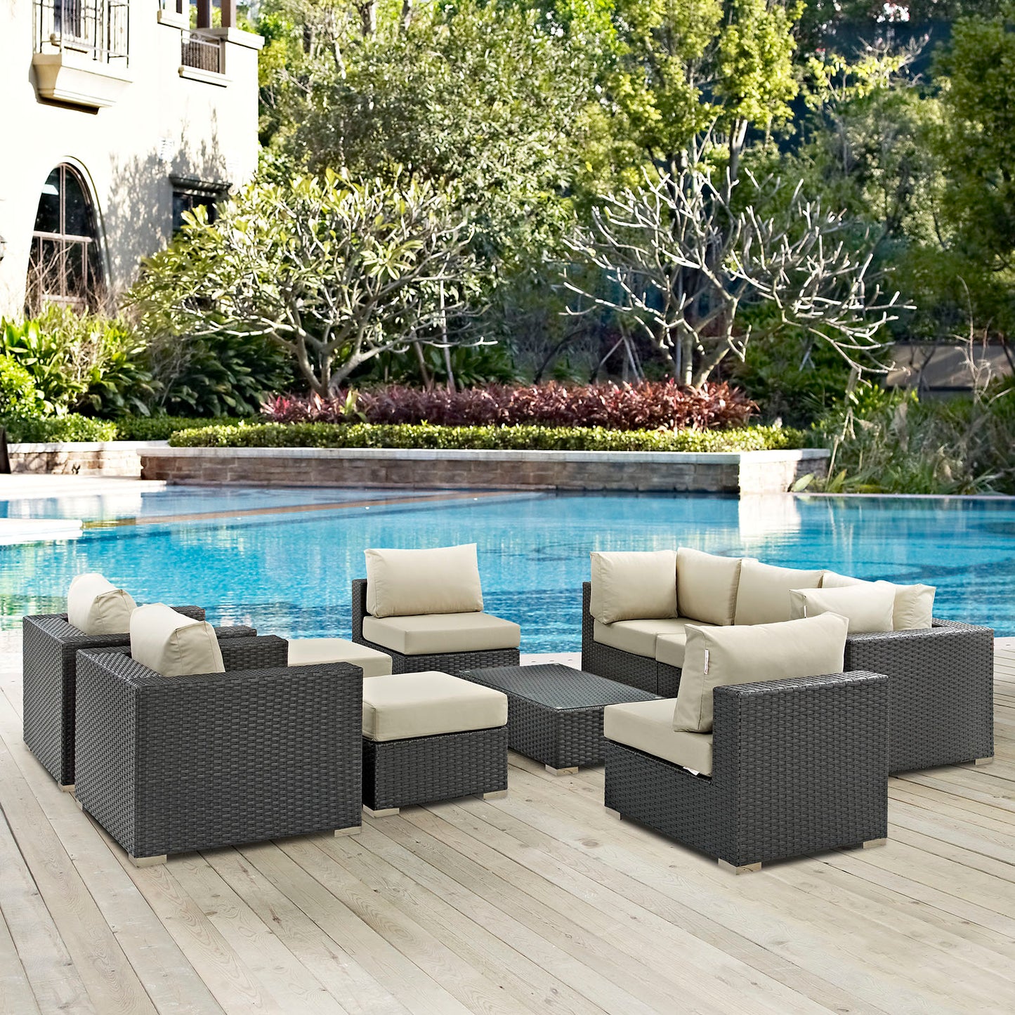 Conjunto de 10 piezas de patio exterior Sunbrella® Sojourn de Modway