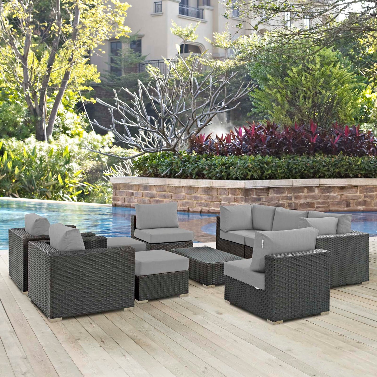 Conjunto de 10 piezas de patio exterior Sunbrella® Sojourn de Modway