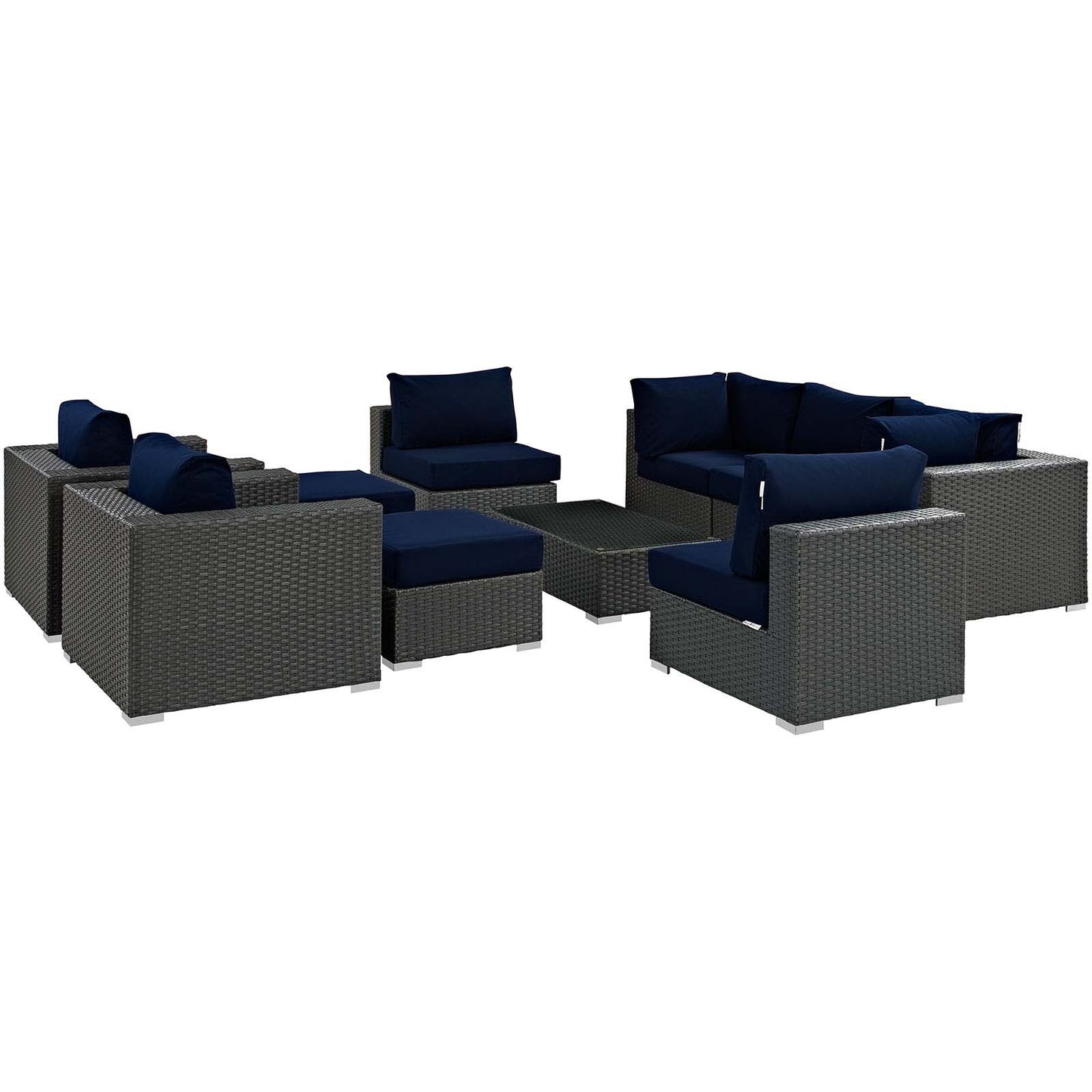 Conjunto de 10 piezas de patio exterior Sunbrella® Sojourn de Modway