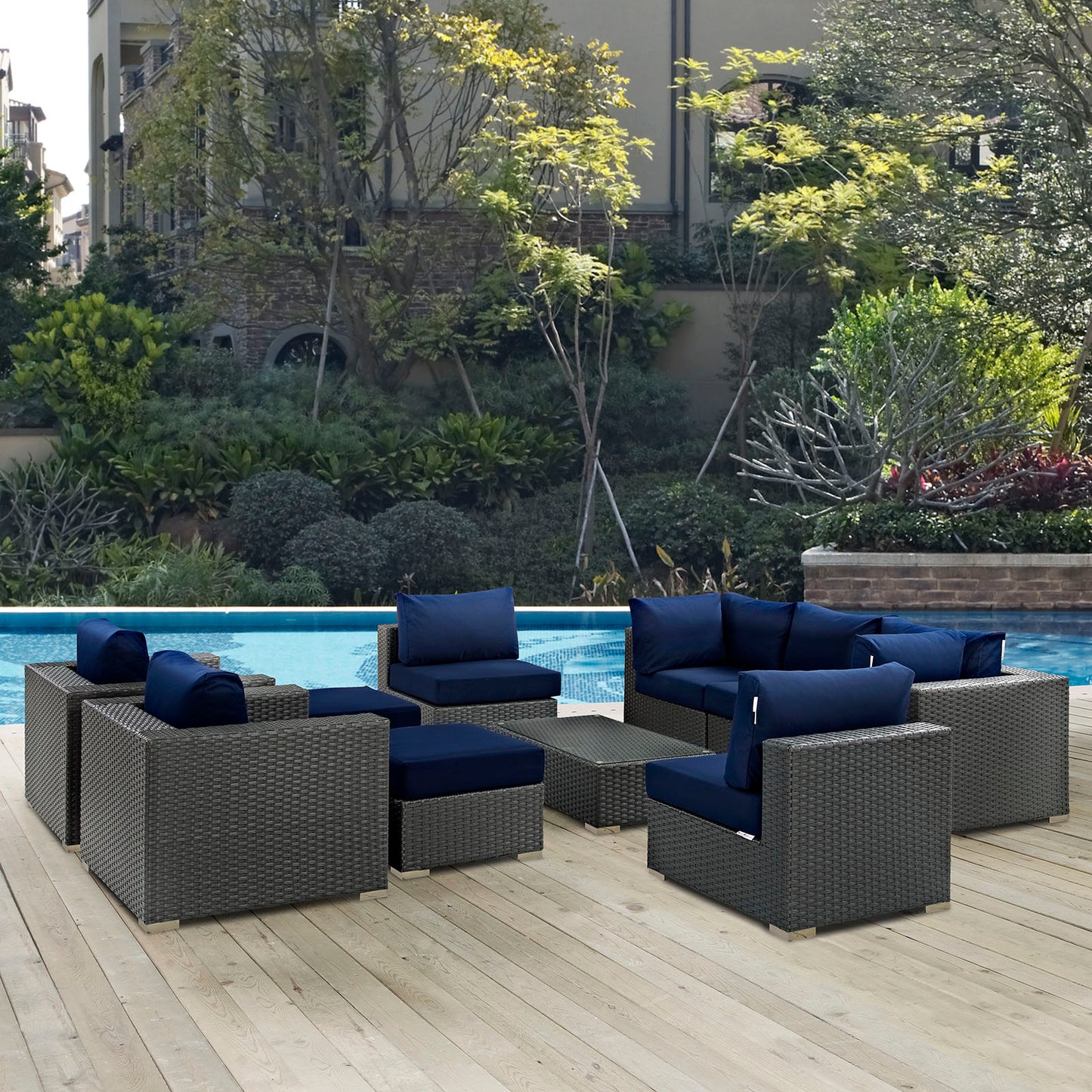 Conjunto de 10 piezas de patio exterior Sunbrella® Sojourn de Modway