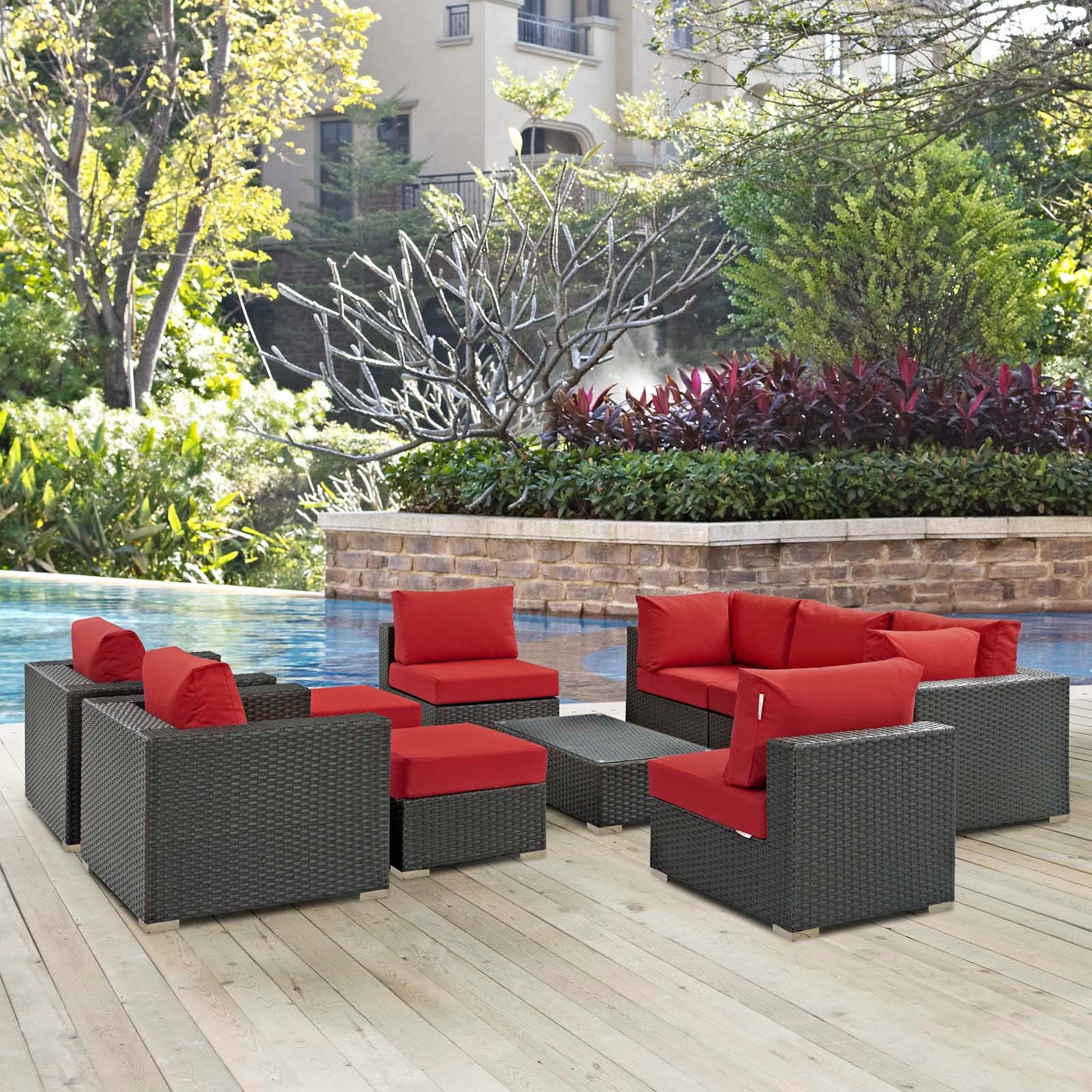 Conjunto de 10 piezas de patio exterior Sunbrella® Sojourn de Modway