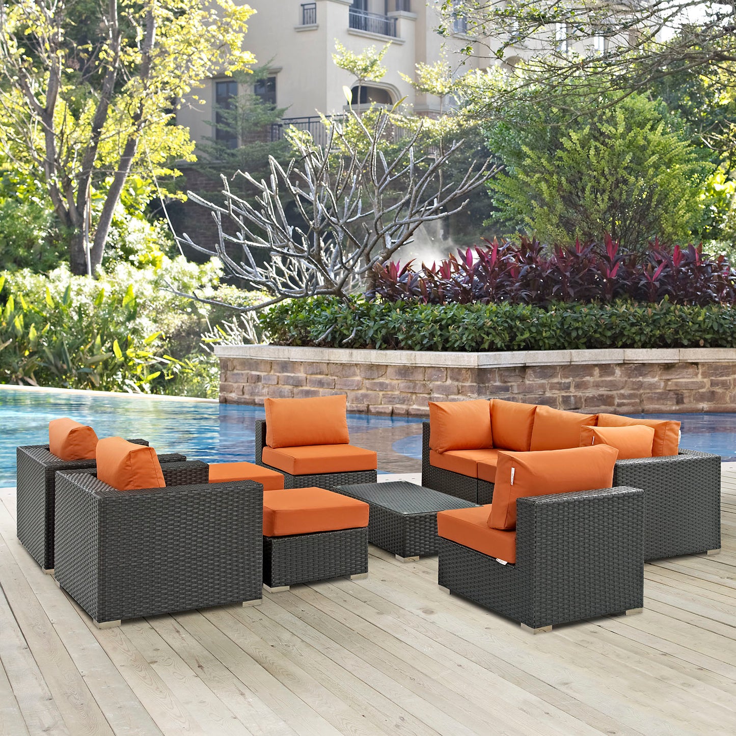 Conjunto de 10 piezas de patio exterior Sunbrella® Sojourn de Modway