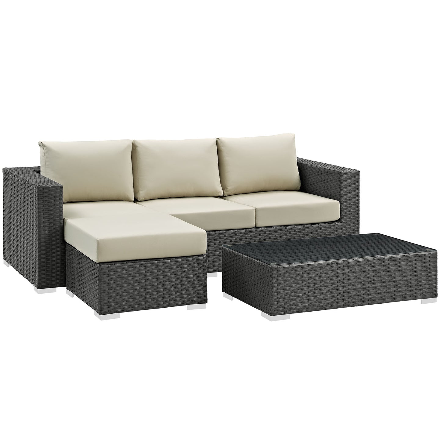 Conjunto de tres piezas para patio exterior Sunbrella® Sojourn de Modway