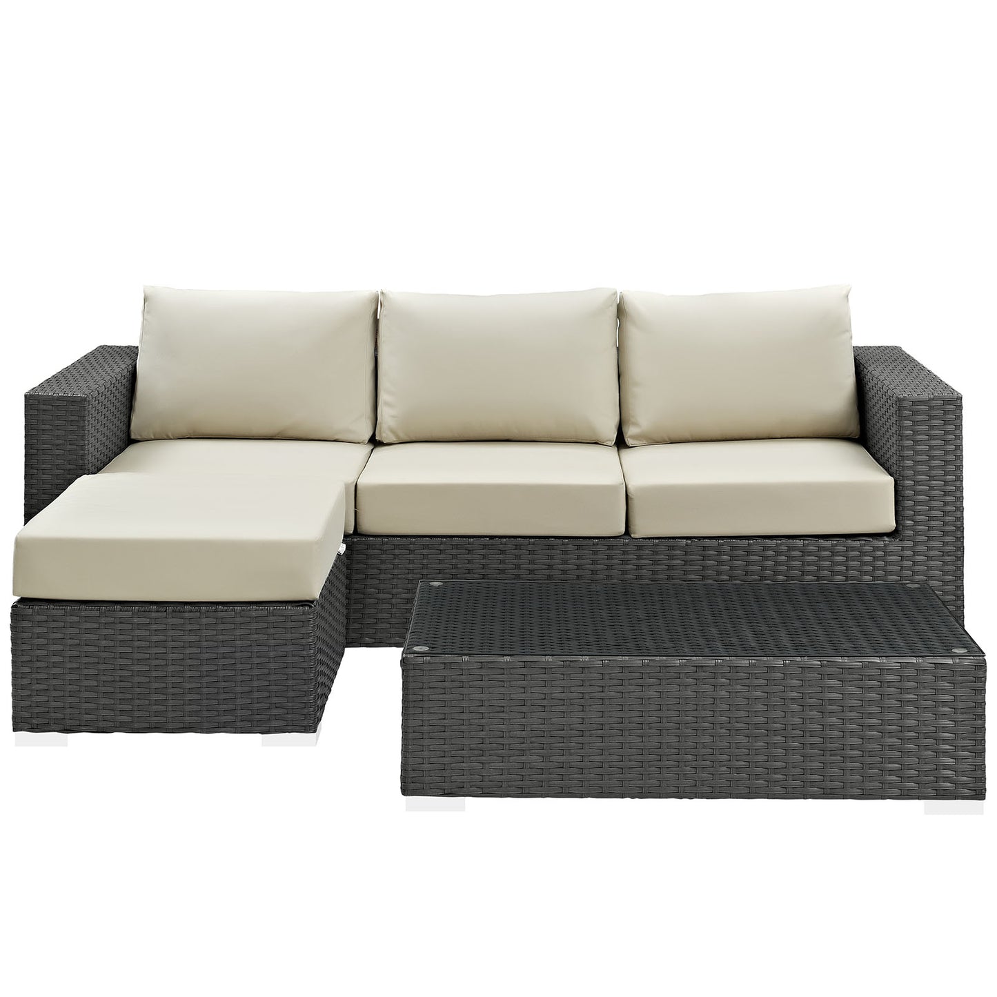 Conjunto de tres piezas para patio exterior Sunbrella® Sojourn de Modway