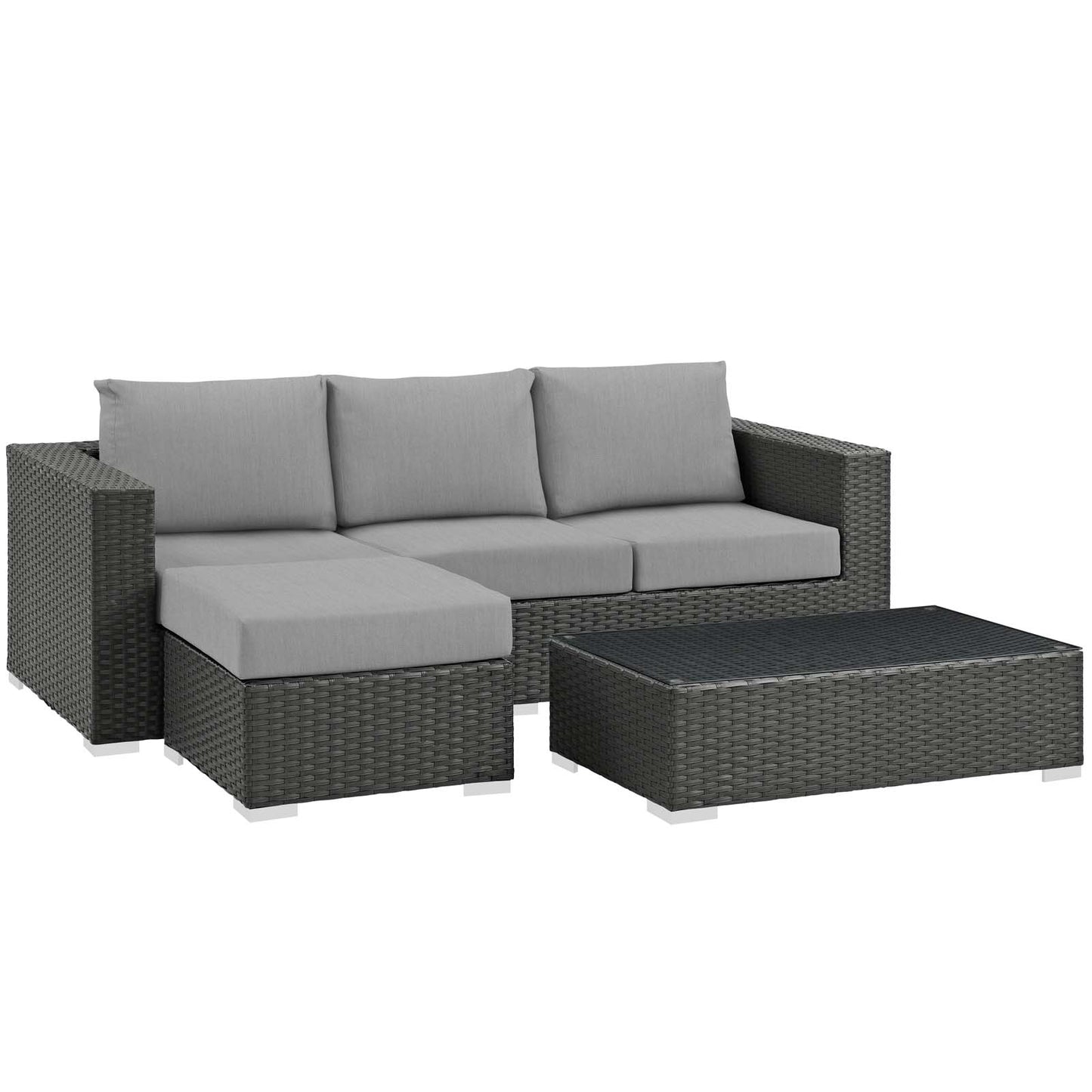 Conjunto de tres piezas para patio exterior Sunbrella® Sojourn de Modway