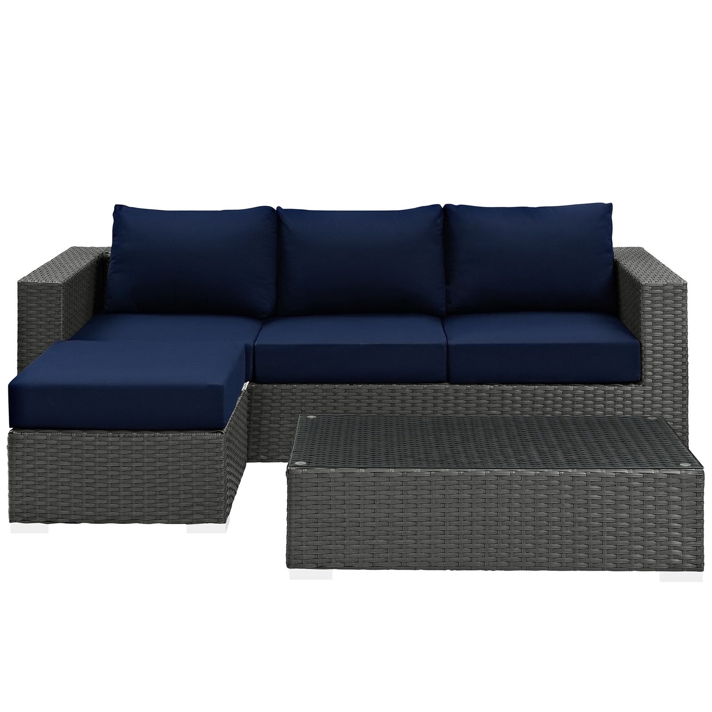 Conjunto de tres piezas para patio exterior Sunbrella® Sojourn de Modway