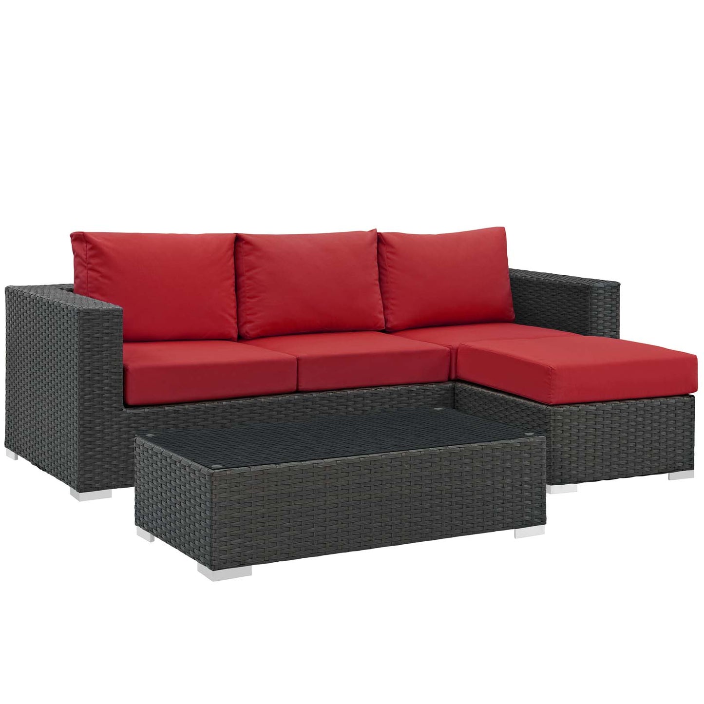 Conjunto de tres piezas para patio exterior Sunbrella® Sojourn de Modway