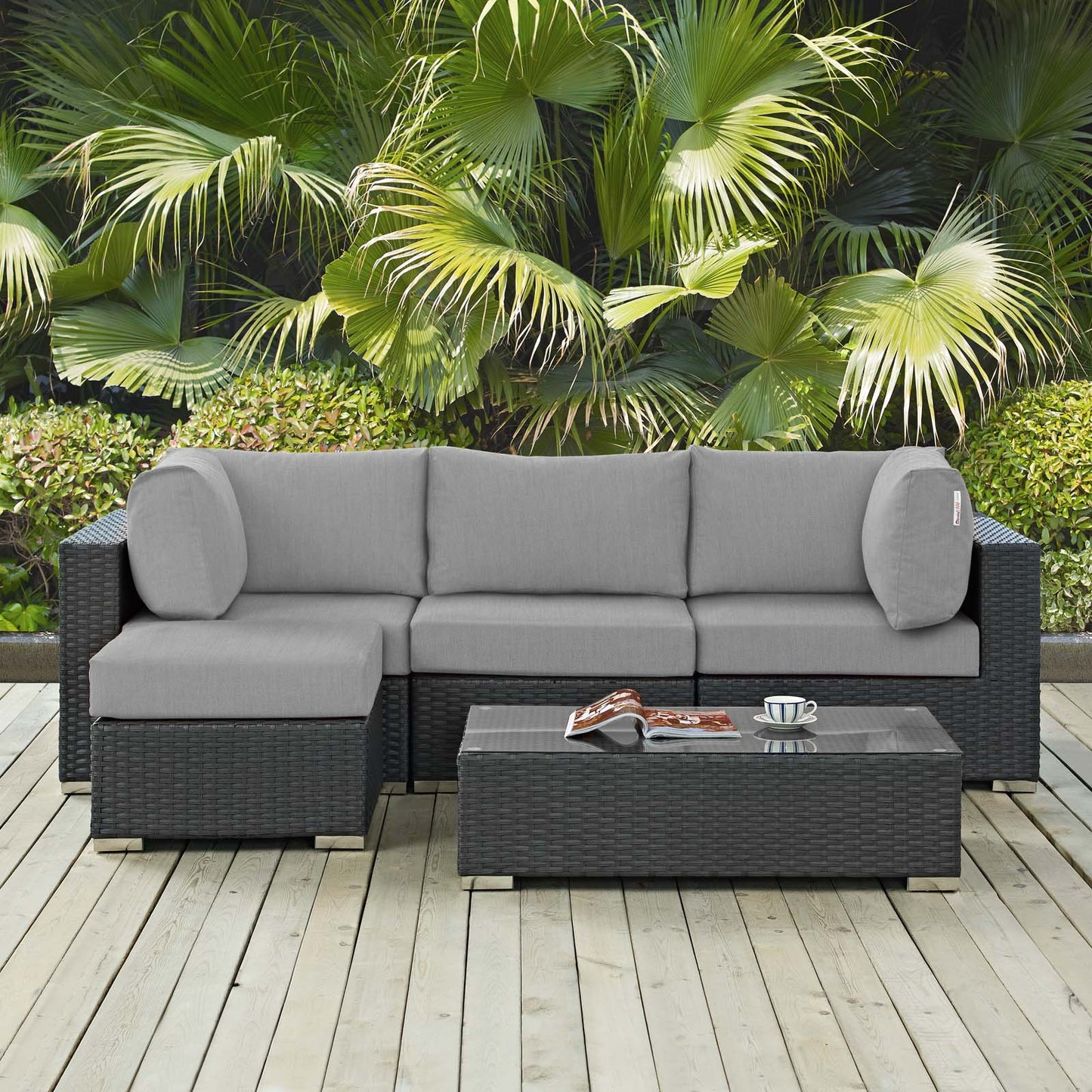 Conjunto de 5 piezas de patio exterior Sunbrella® Sojourn de Modway