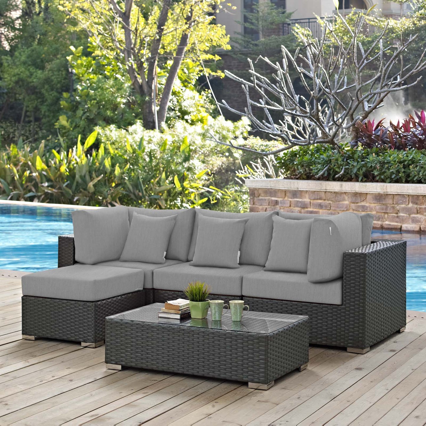 Conjunto de 5 piezas de patio exterior Sunbrella® Sojourn de Modway