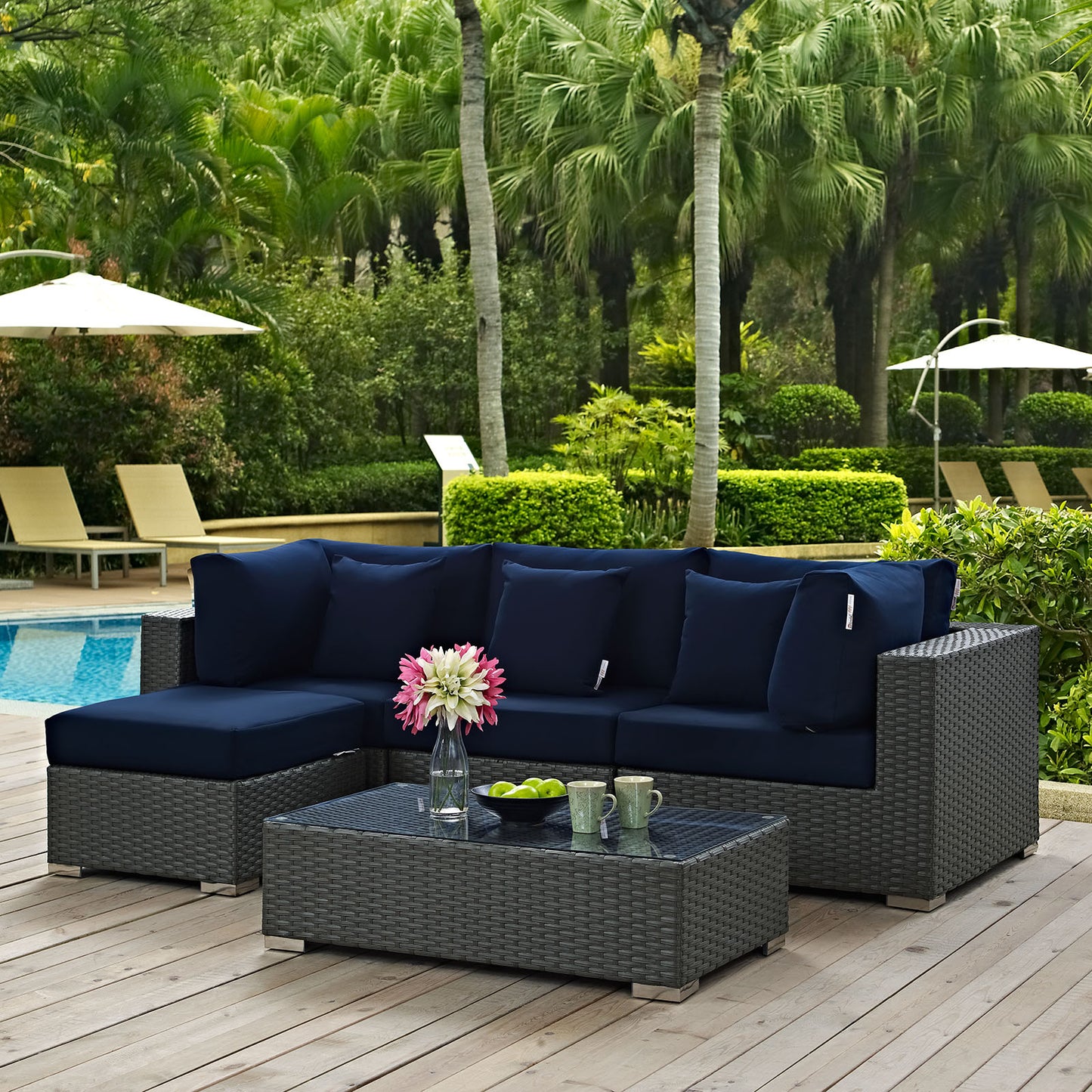 Conjunto de 5 piezas de patio exterior Sunbrella® Sojourn de Modway