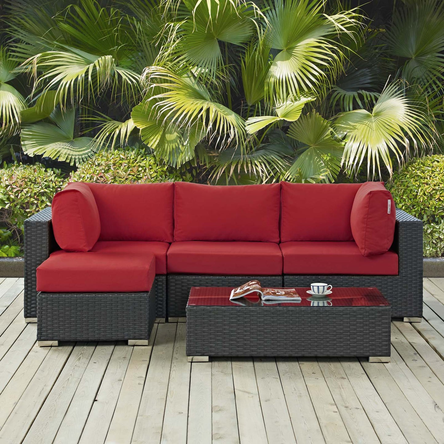 Conjunto de 5 piezas de patio exterior Sunbrella® Sojourn de Modway