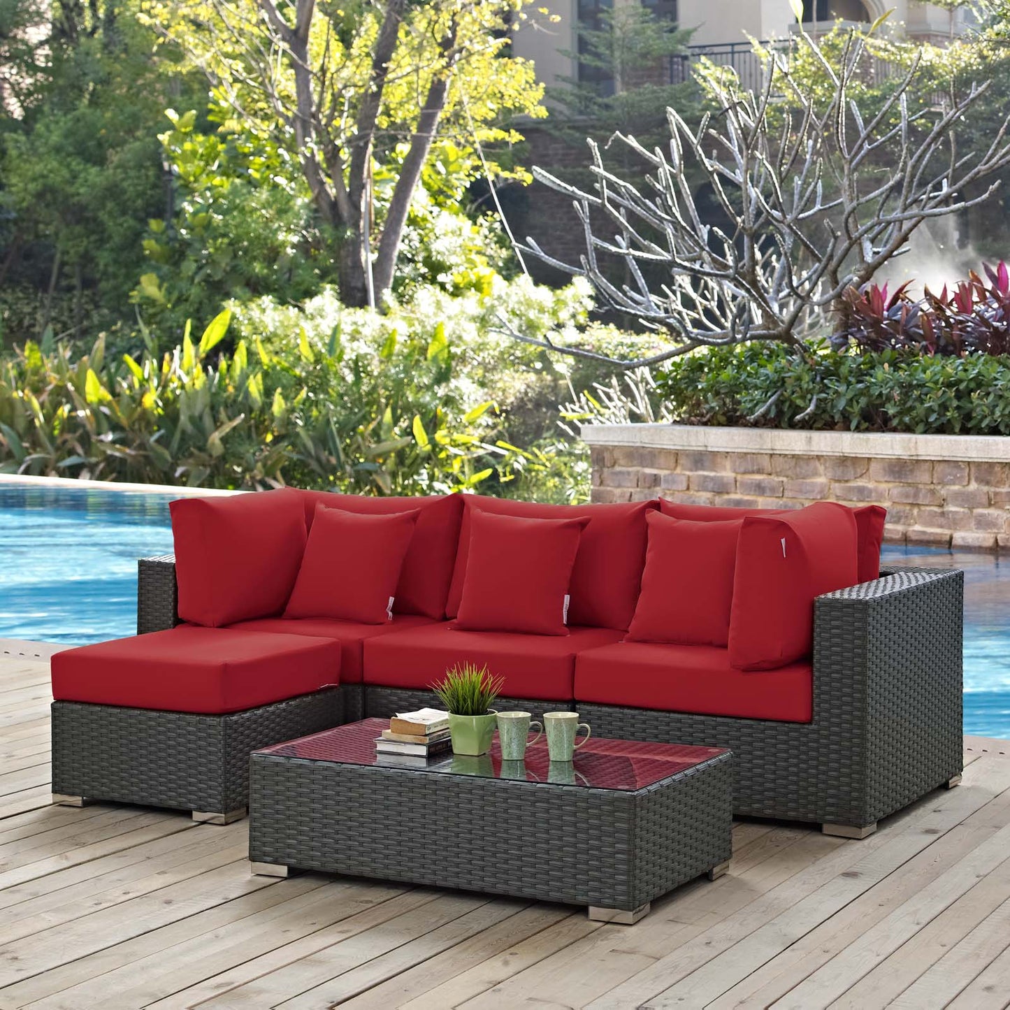 Conjunto de 5 piezas de patio exterior Sunbrella® Sojourn de Modway