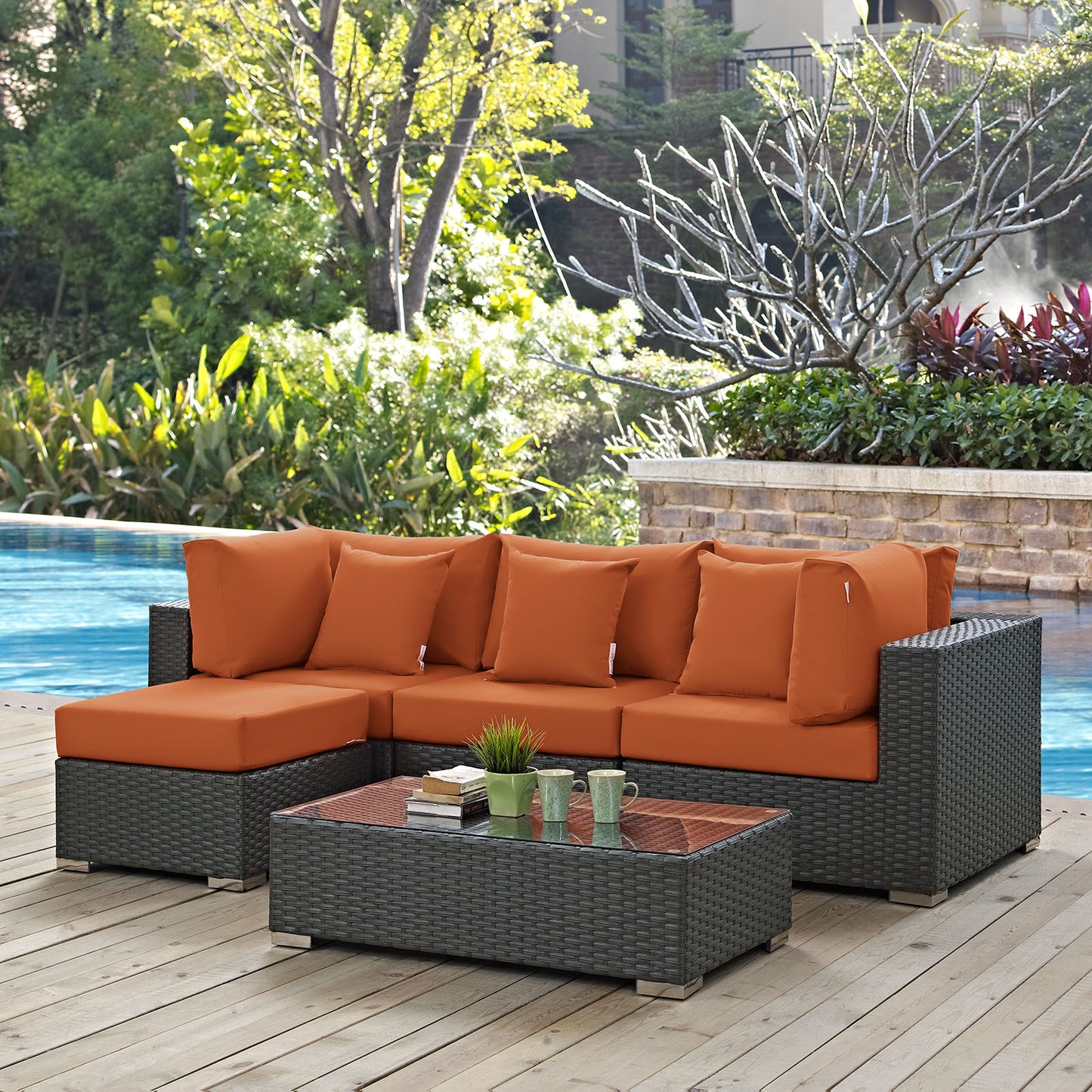 Conjunto de 5 piezas de patio exterior Sunbrella® Sojourn de Modway