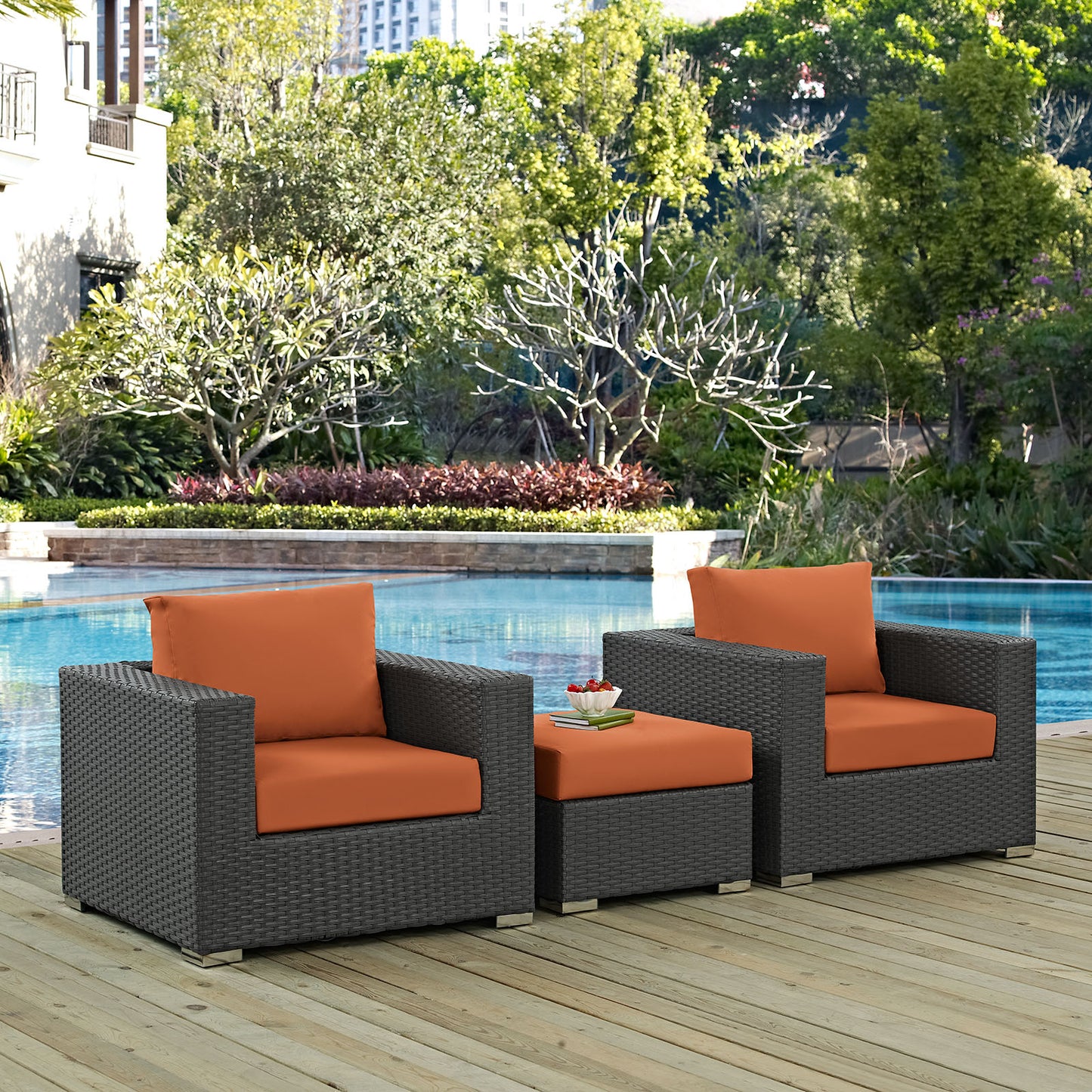 Conjunto de tres piezas para patio exterior Sunbrella® Sojourn de Modway