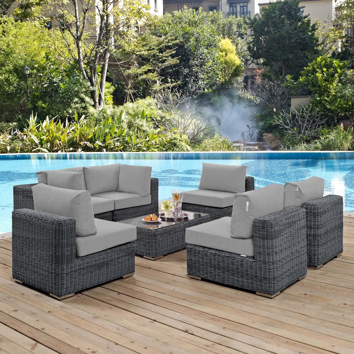 Summon 7 Piece Outdoor Patio Sunbrella® Sectional Set