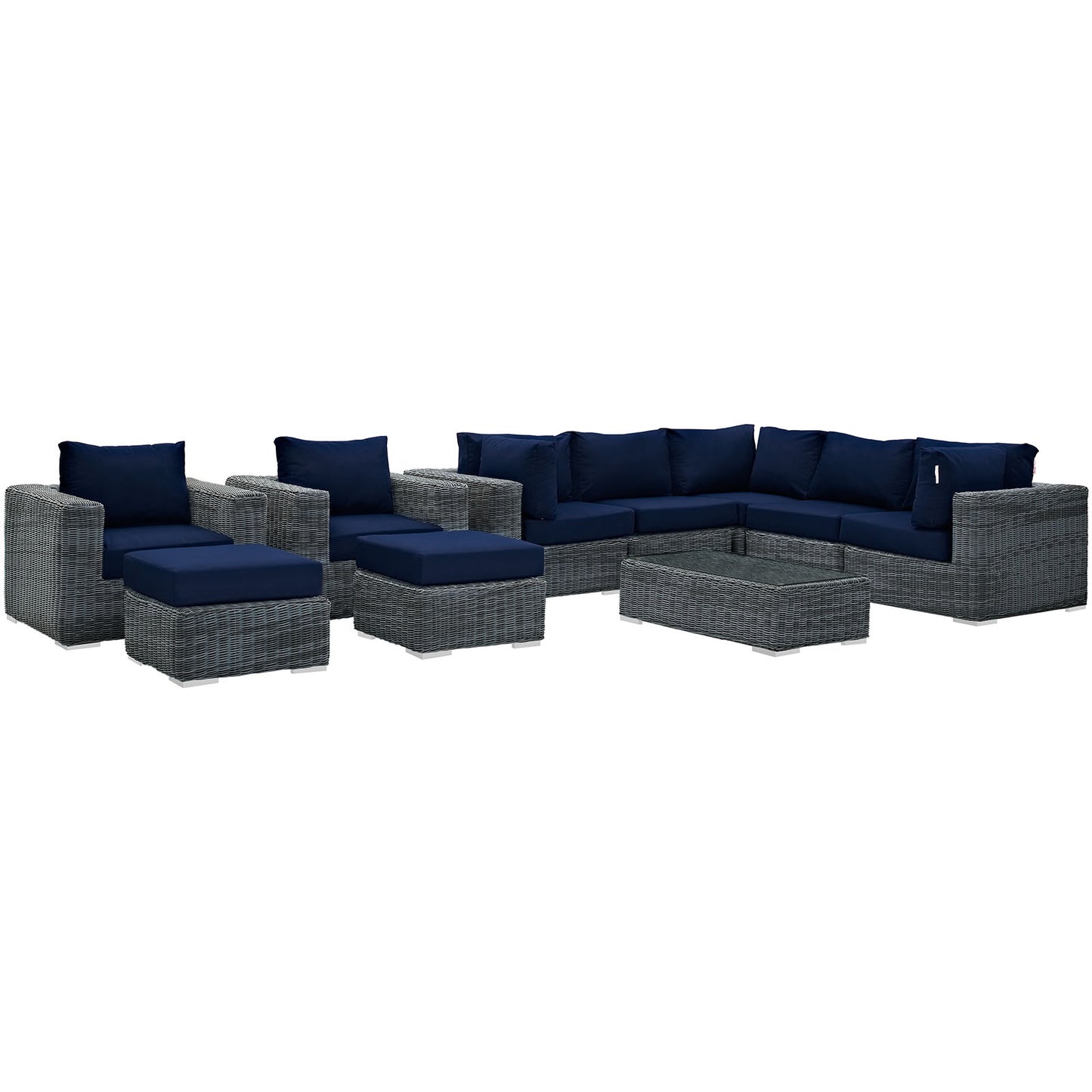 Summon 10 Piece Outdoor Patio Sunbrella® Sectional Set