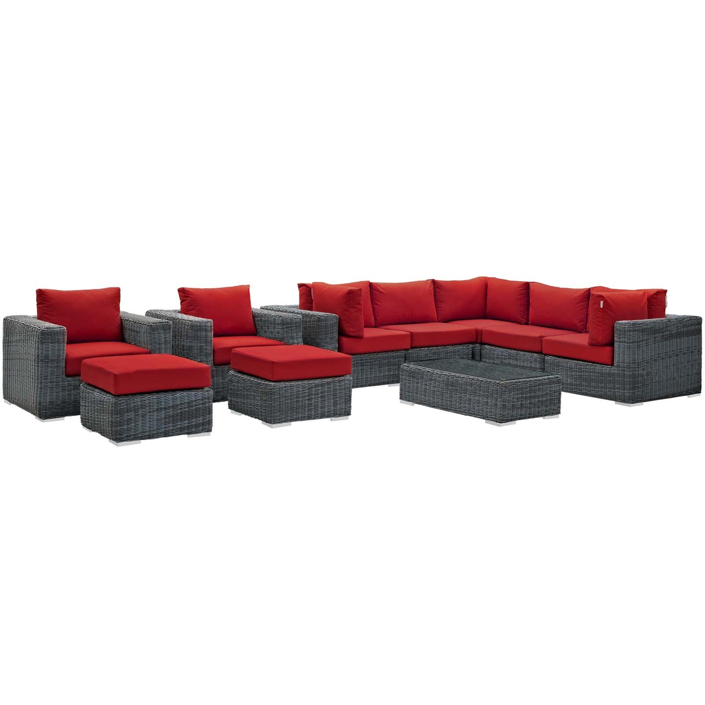 Summon 10 Piece Outdoor Patio Sunbrella® Sectional Set