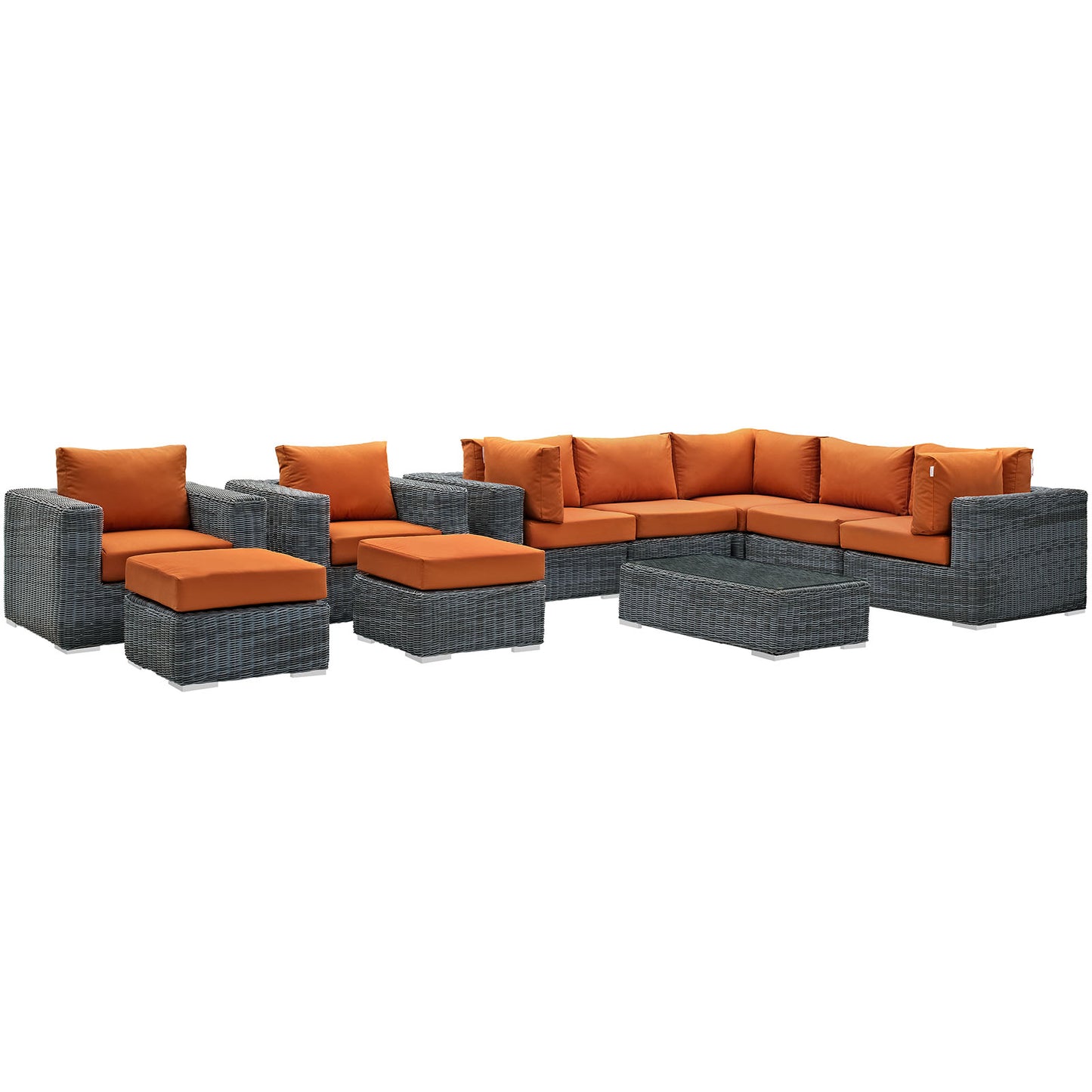 Summon 10 Piece Outdoor Patio Sunbrella® Sectional Set