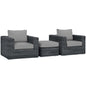 Summon 3 Piece Outdoor Patio Sunbrella® Sectional Set