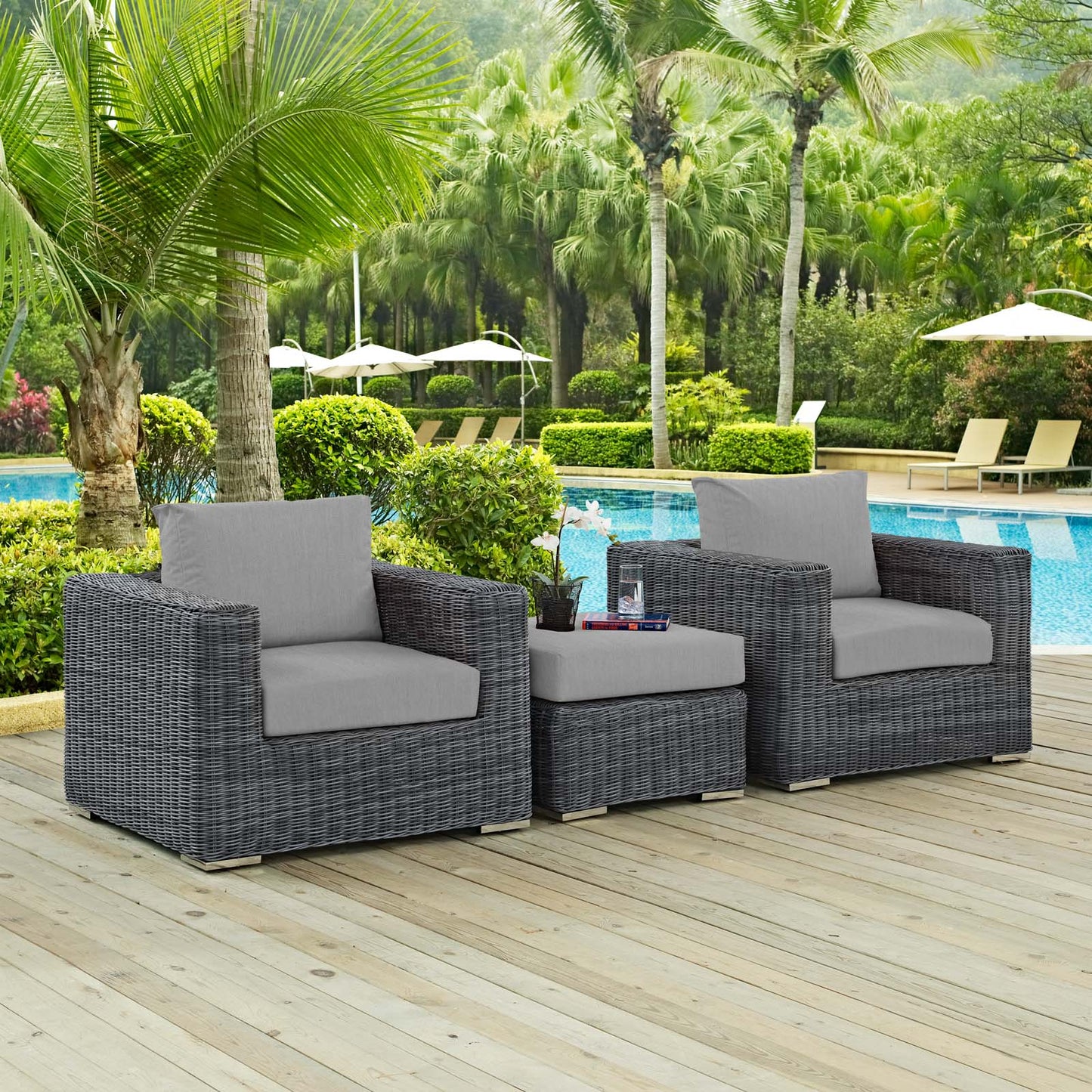 Summon 3 Piece Outdoor Patio Sunbrella® Sectional Set