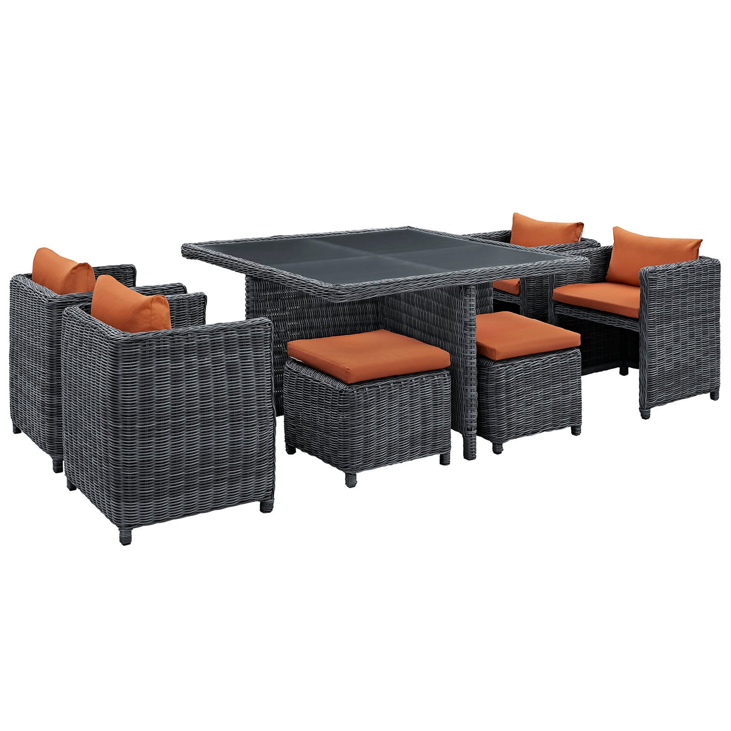 Juego de comedor Sunbrella® para exteriores de 9 piezas Summon de Modway