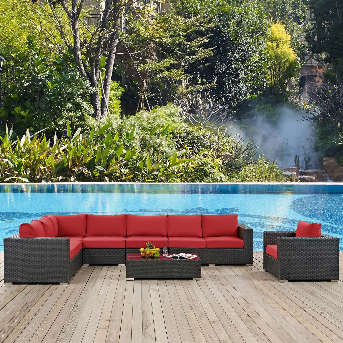 Ensemble de salon de jardin modulable Sunbrella® Sojourn de 7 pièces par Modway