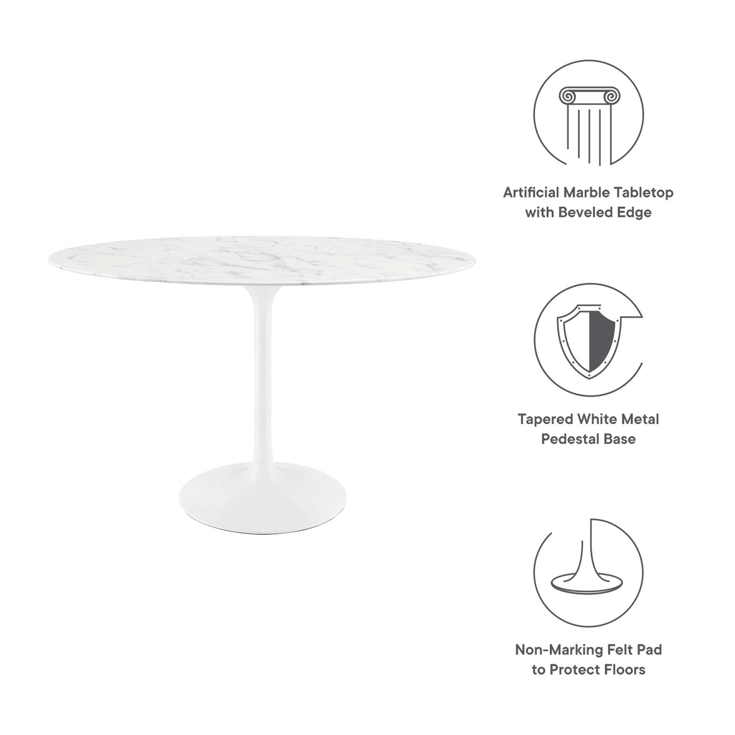 Lippa 48" Oval Artificial Marble Dining Table