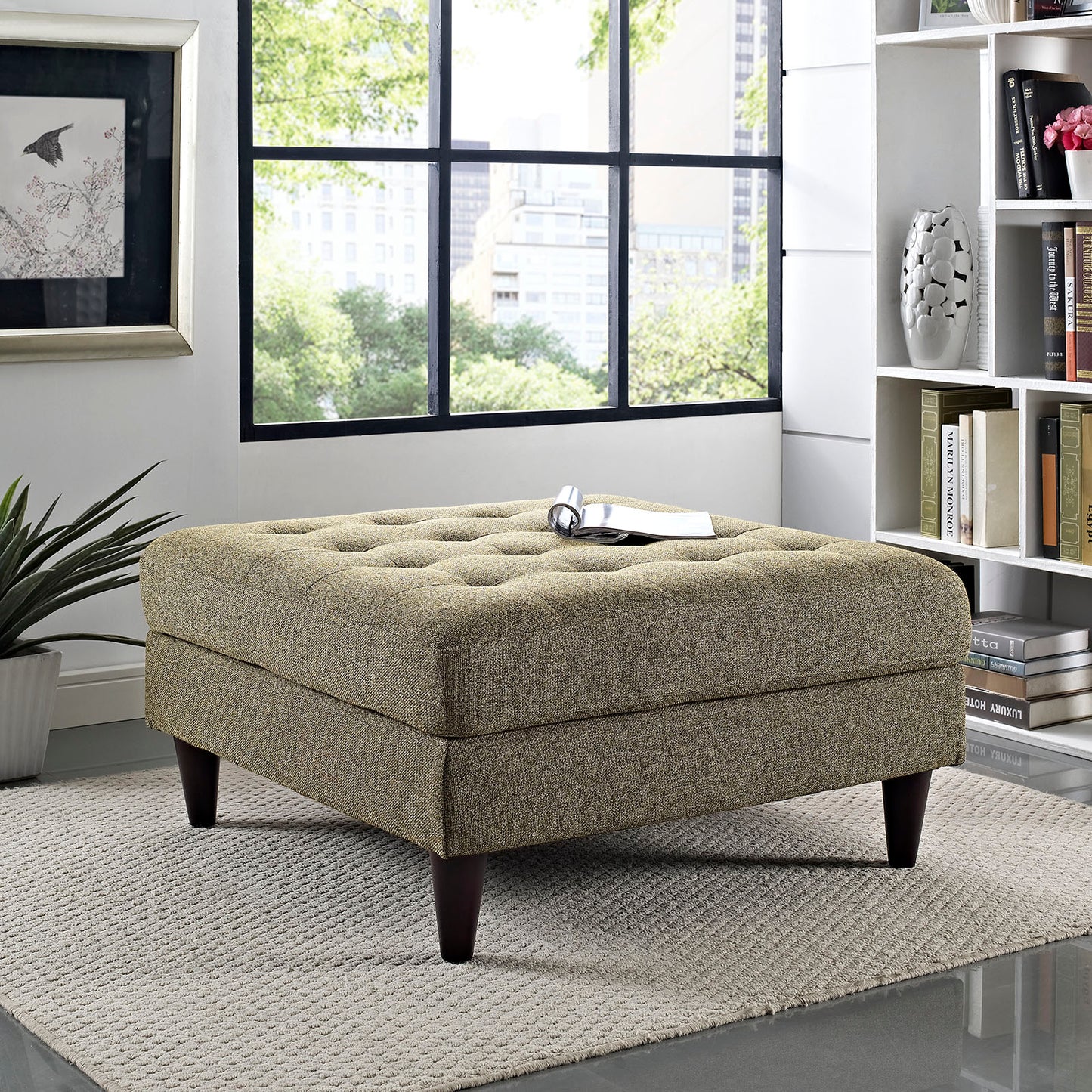 Empress Upholstered Fabric Large Ottoman