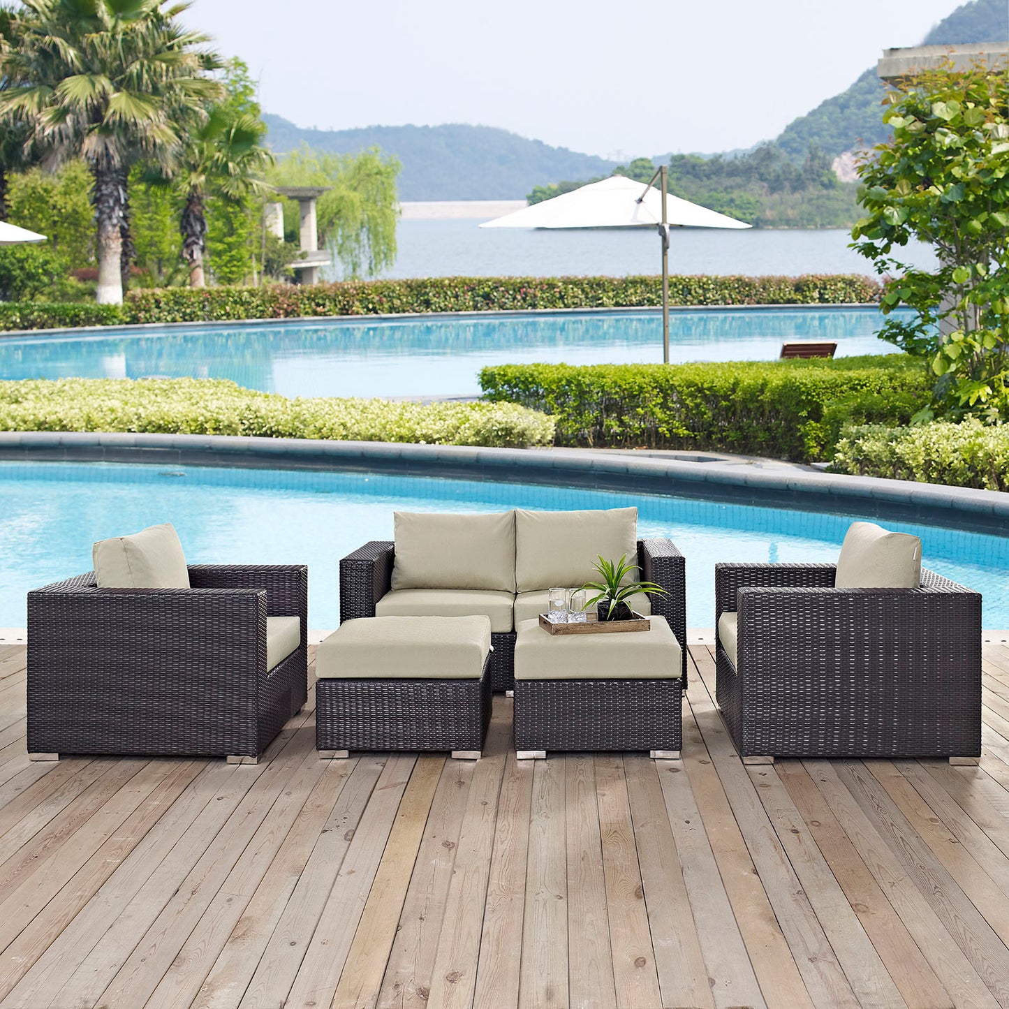 Convene 5 Piece Outdoor Patio Sofa Set