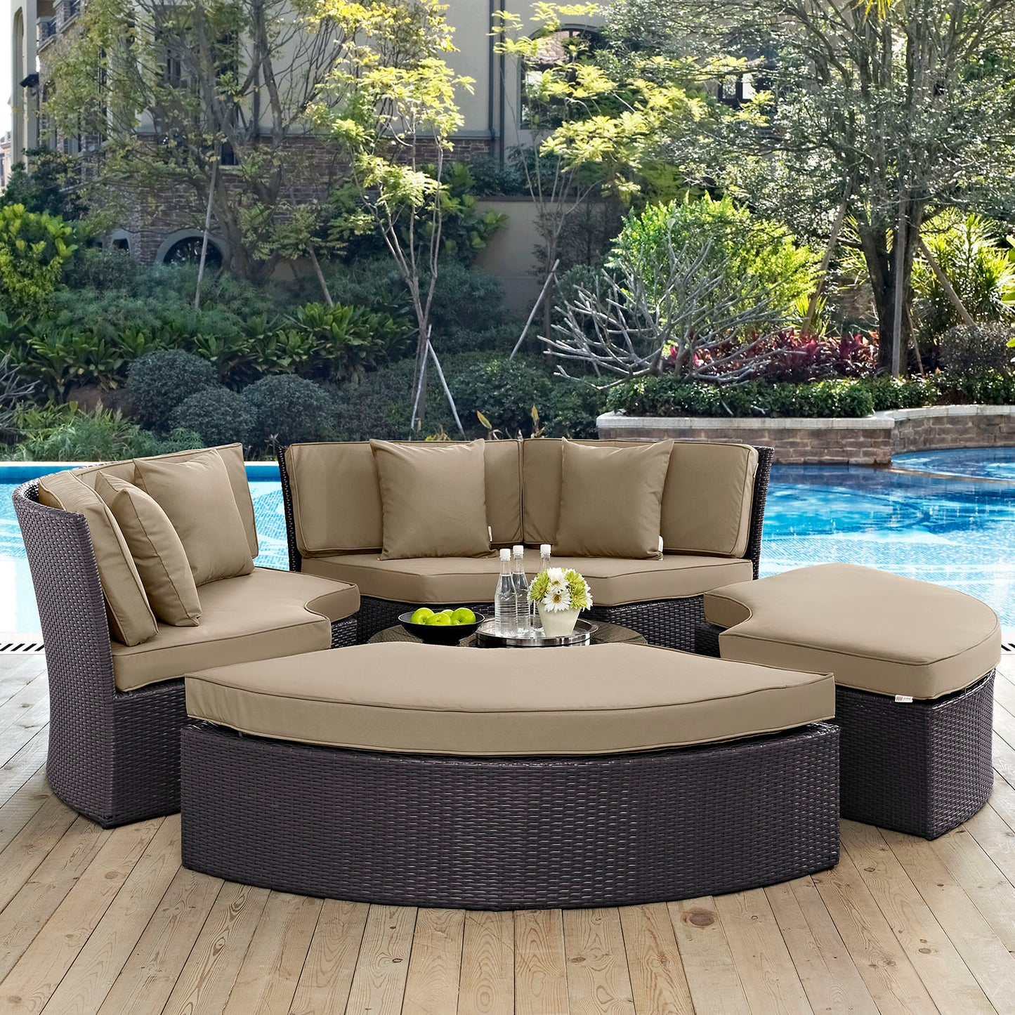 Conjunto de sofá cama circular para patio exterior Convene de Modway