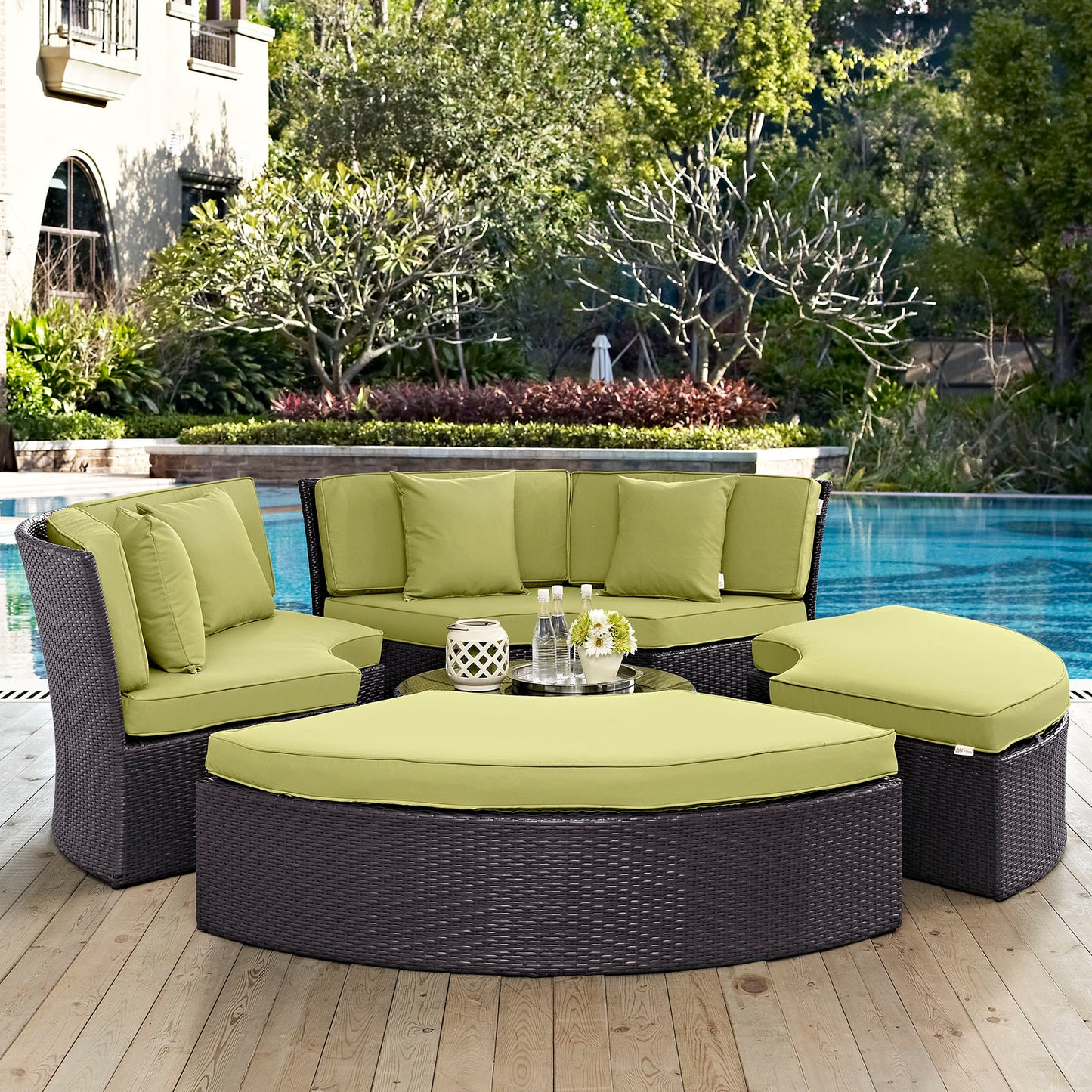 Conjunto de sofá cama circular para patio exterior Convene de Modway