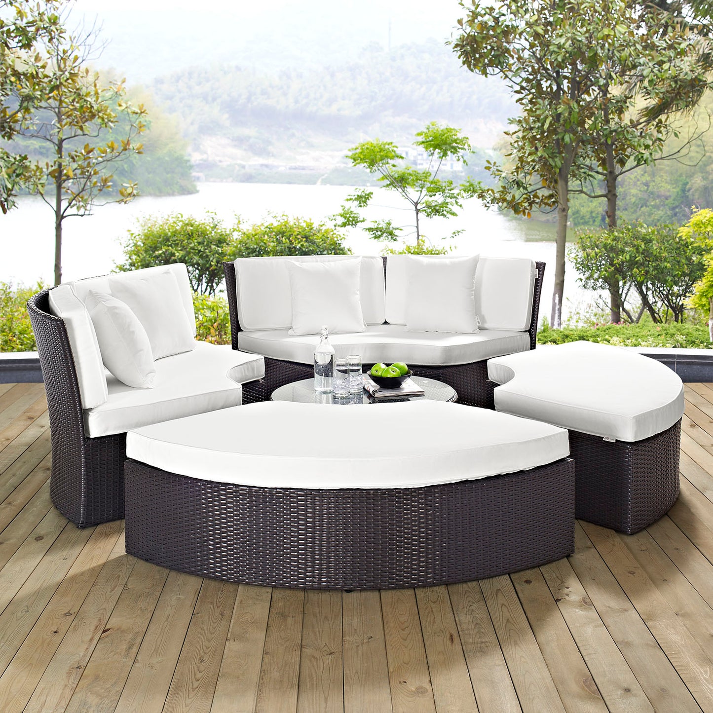 Conjunto de sofá cama circular para patio exterior Convene de Modway