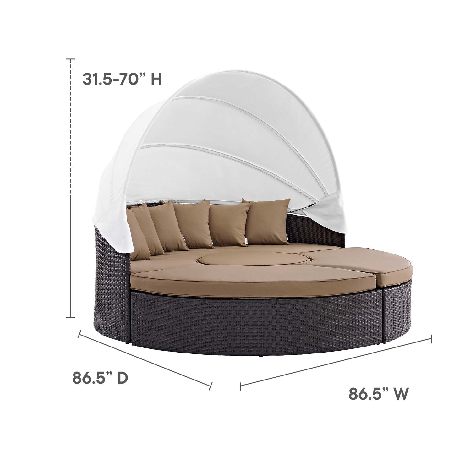 Convene Outdoor Patio Wicker Rattan Canopy Sectional Daybed