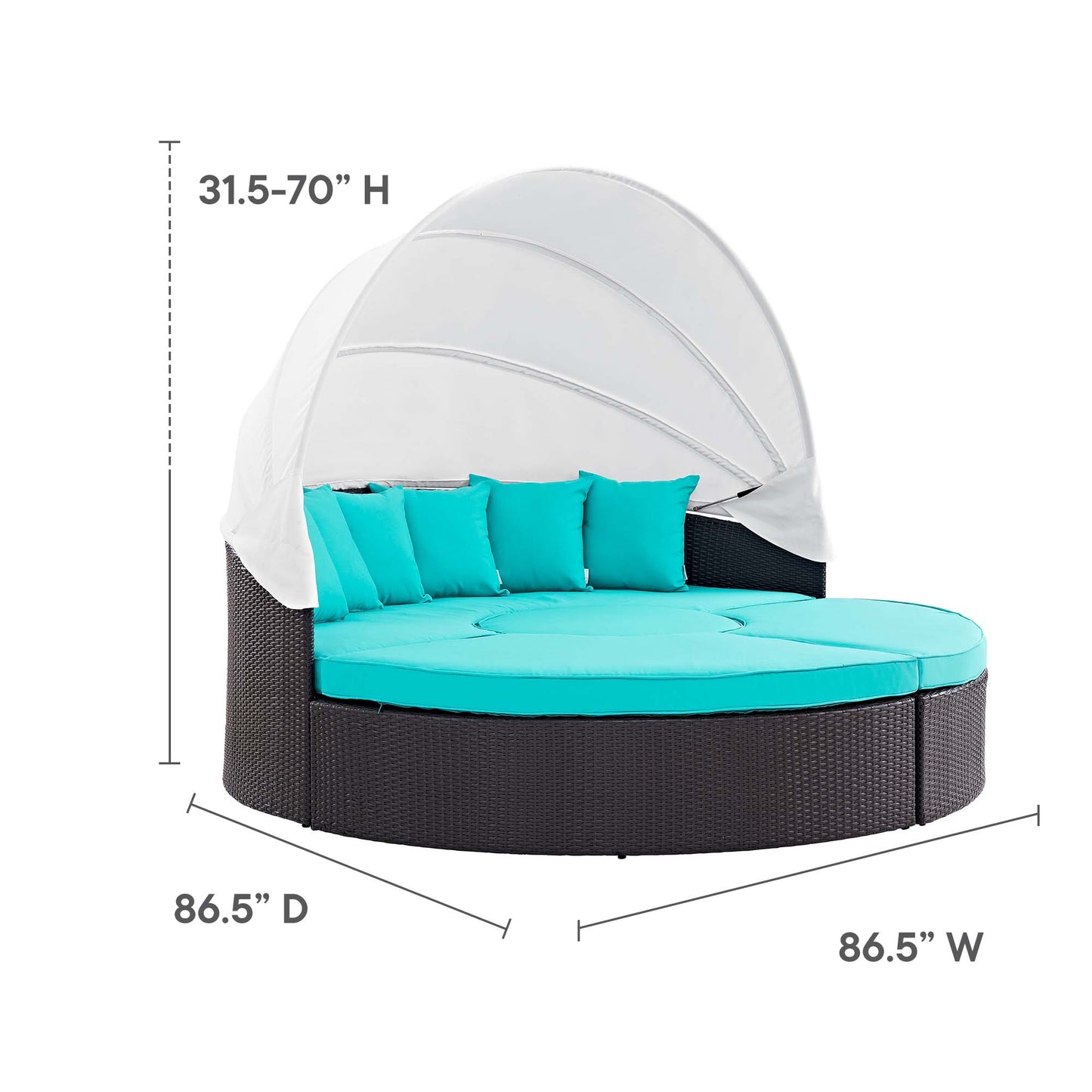 Convene Outdoor Patio Wicker Rattan Canopy Sectional Daybed