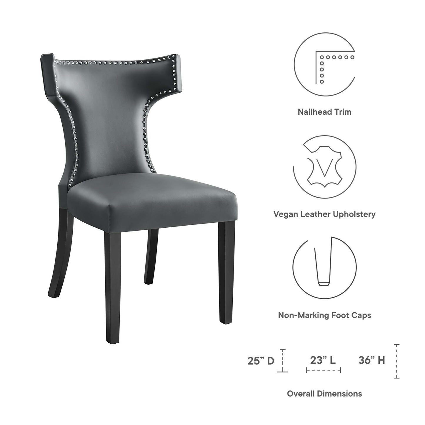 Silla de comedor Curve de cuero vegano de Modway