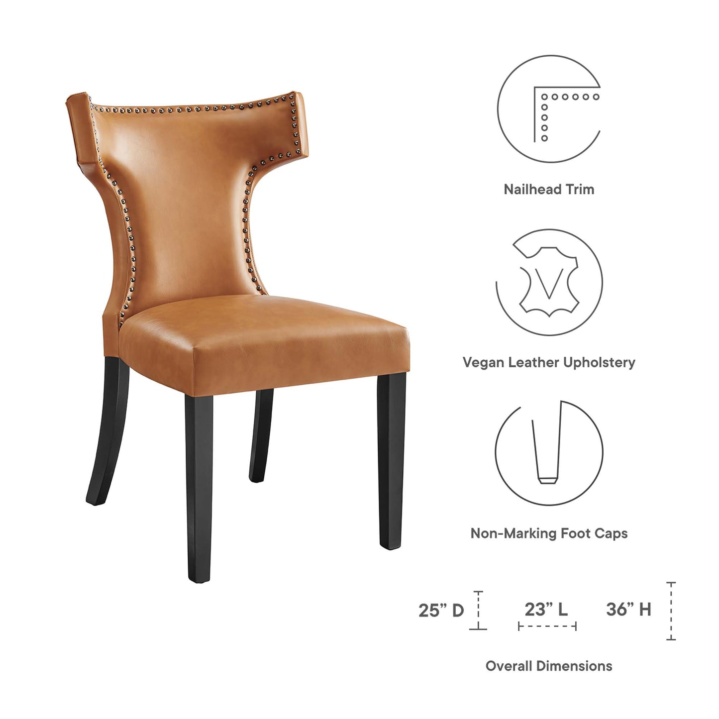 Silla de comedor Curve de cuero vegano de Modway