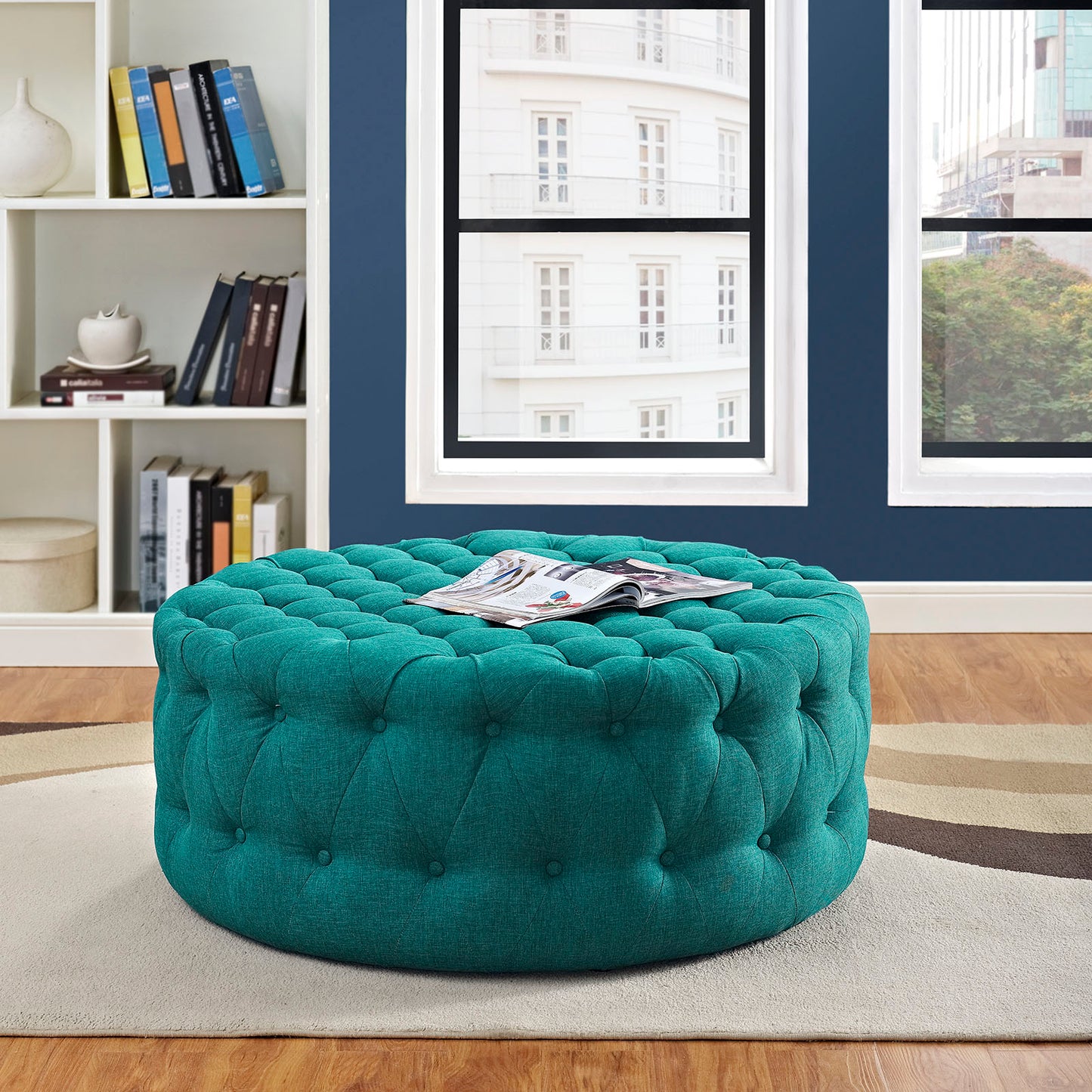 Amour Upholstered Fabric Ottoman